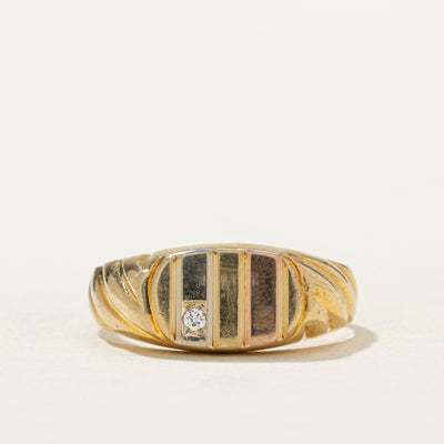 18K Diamond Croissant Signet Ring | 0.02ct | SZ 10.75