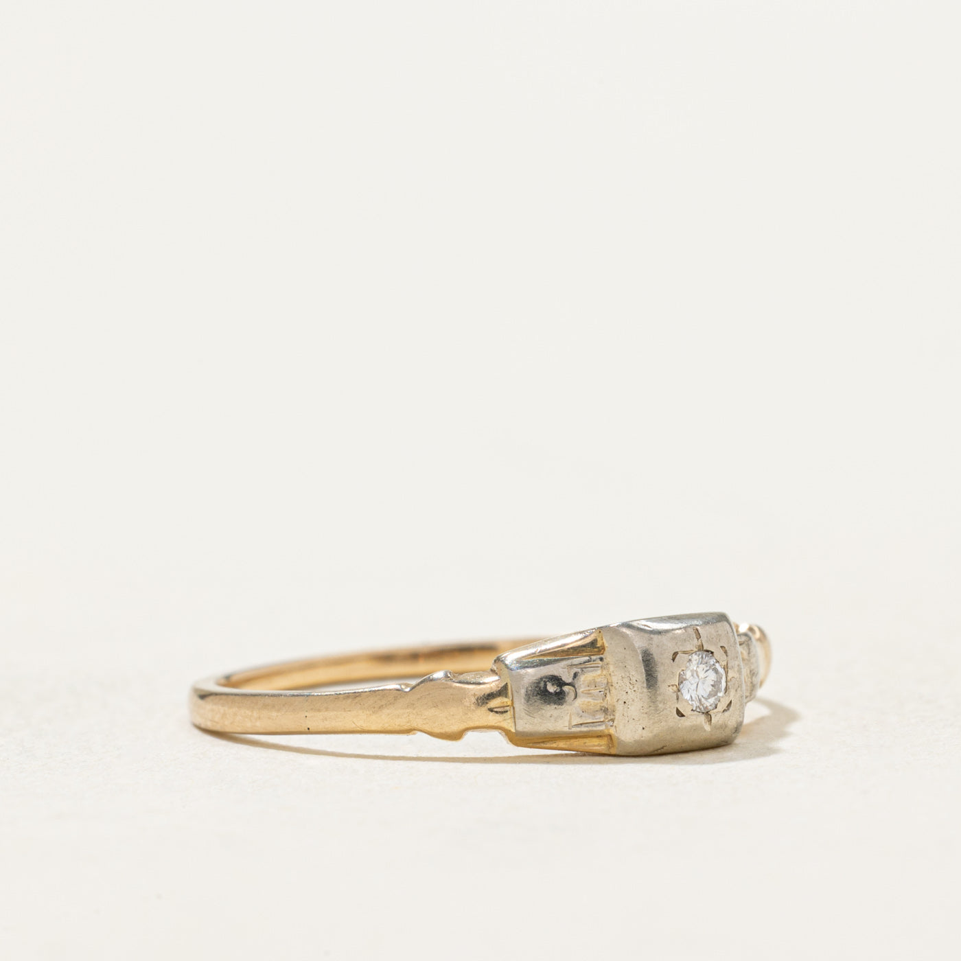 14K Two Tone Gold Diamond Petite Ring | 0.03ct | SZ 6.75