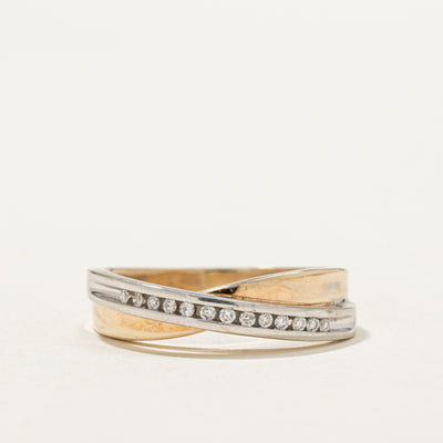 10K Semi Eternity Channel Set Diamond Cross Over Ring | 0.075ctw | SZ 7.5