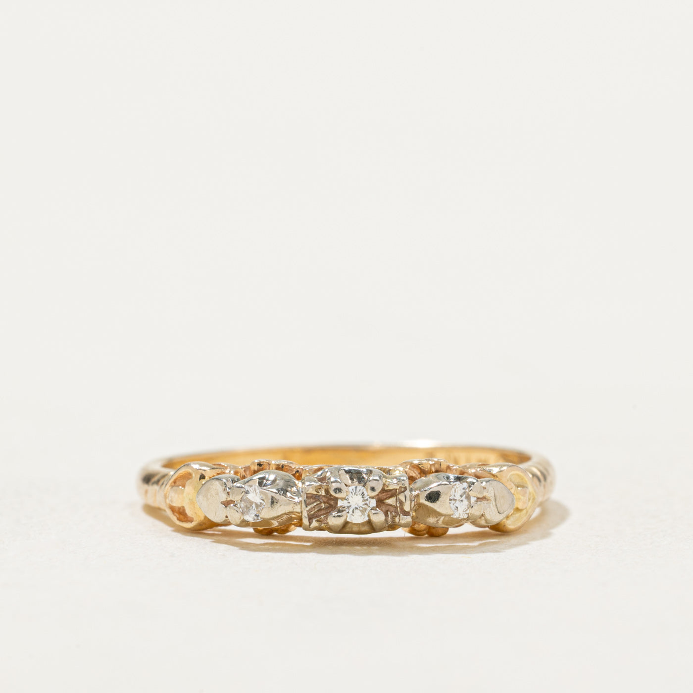 14K Illusion Set Diamond Heart Engraved Ring | 0.05ctw | SZ 6.25