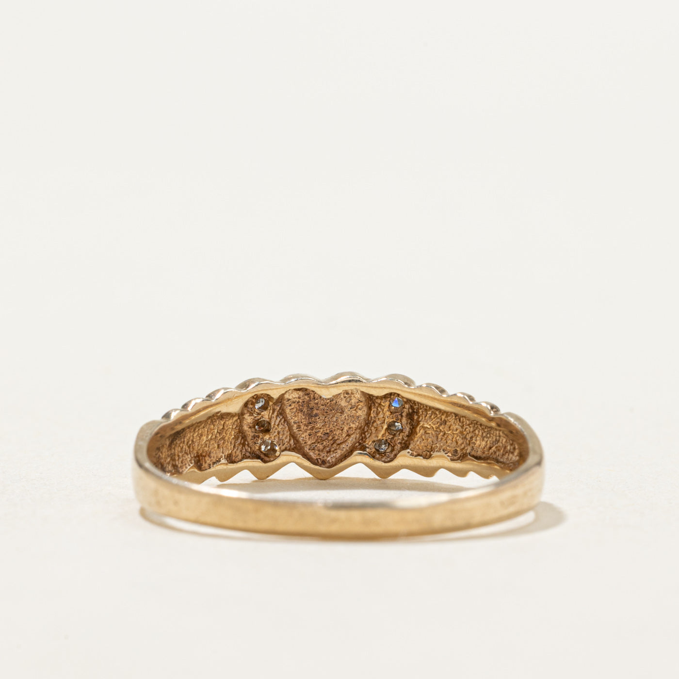 10K Diamond Grooved Heart Ring | 0.015ctw | SZ 7