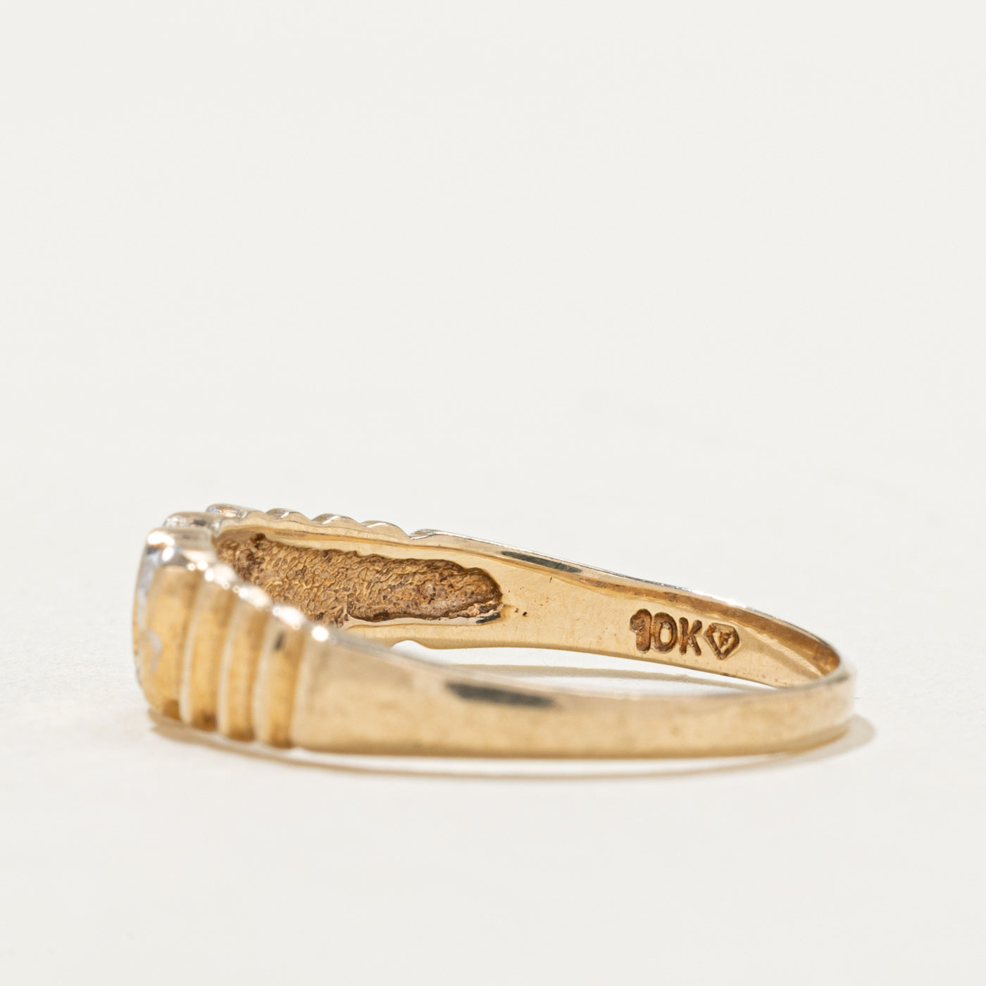 10K Diamond Grooved Heart Ring | 0.015ctw | SZ 7