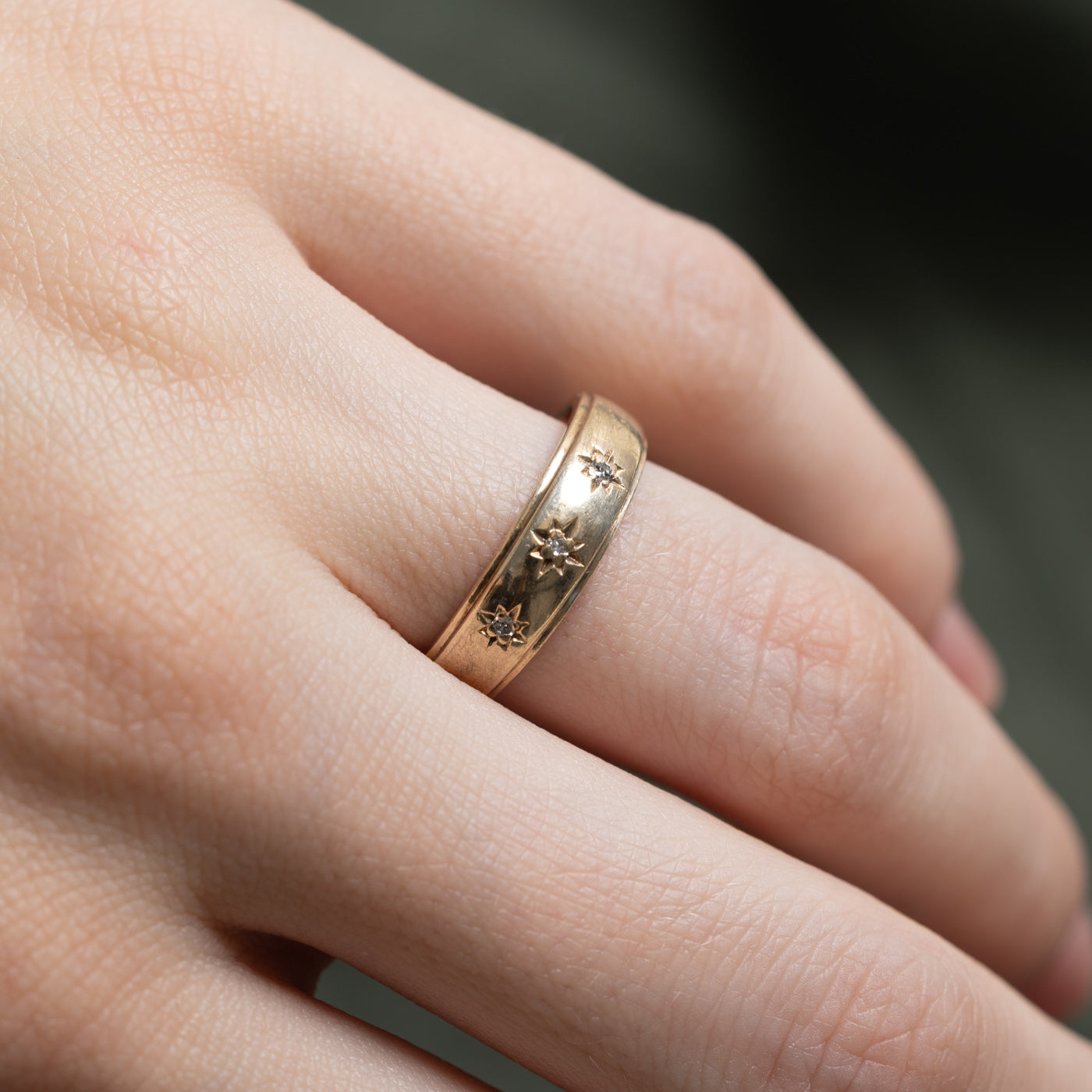 Canadian 10k Three Stone Star Set Diamond Ring | 0.02ctw | SZ 6.25