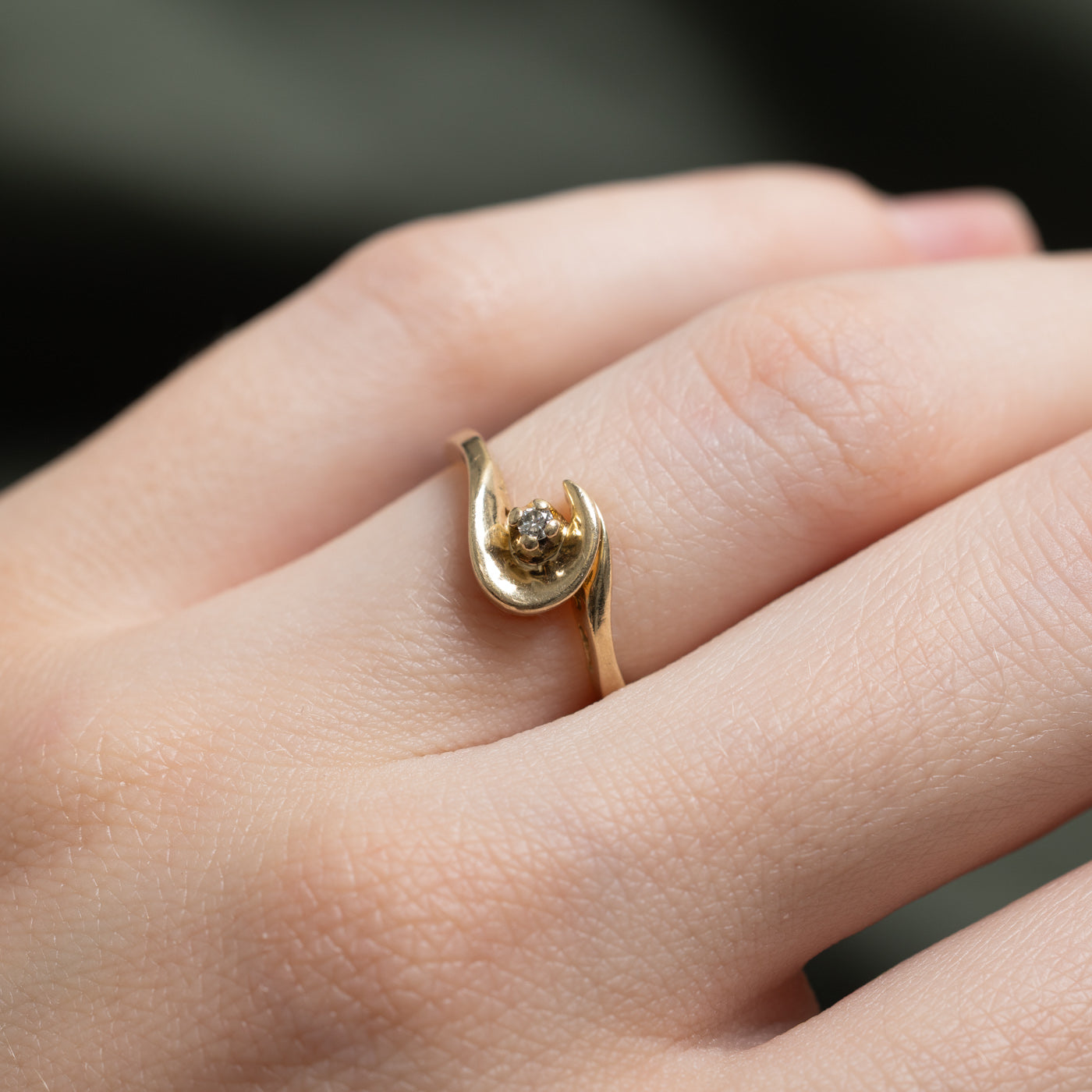 10K Diamond Crescent Ring | 0.02ctw | SZ 4.25