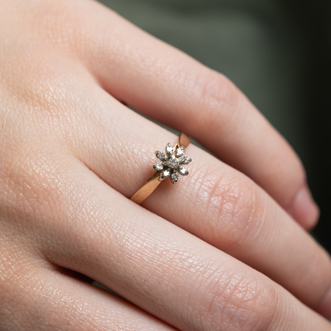 14K Diamond Petal Ring | 0.15ctw | SZ 6