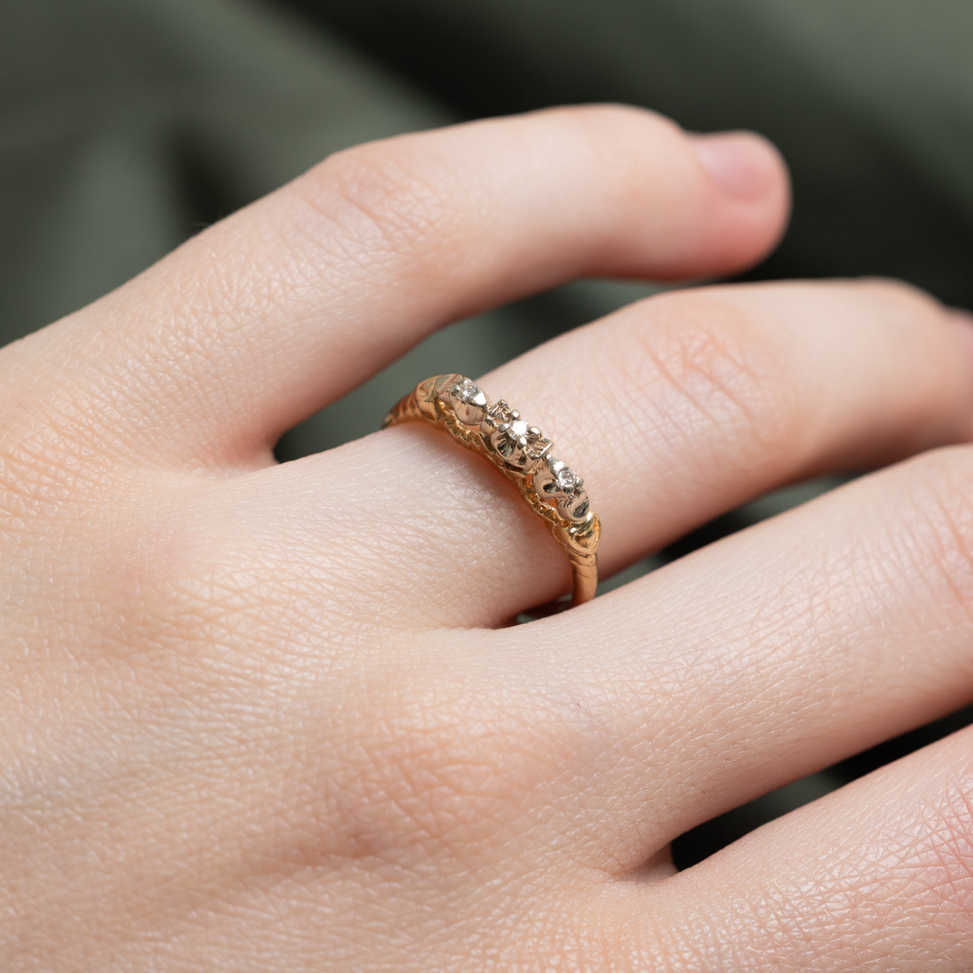 14K Illusion Set Diamond Heart Engraved Ring | 0.05ctw | SZ 6.25