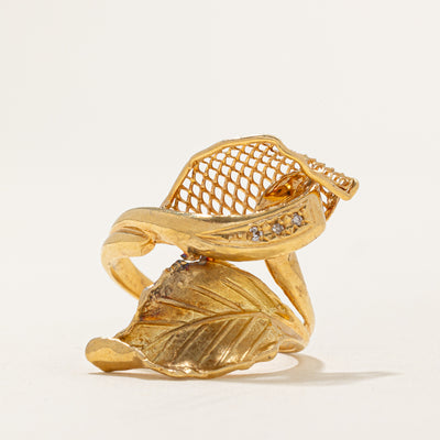 Diamond Leaf Cocktail Ring | 0.01ctw | SZ 8.75