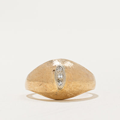 Vintage Canadian Three Stone Diamond Dome Ring | 0.02ctw | SZ 4