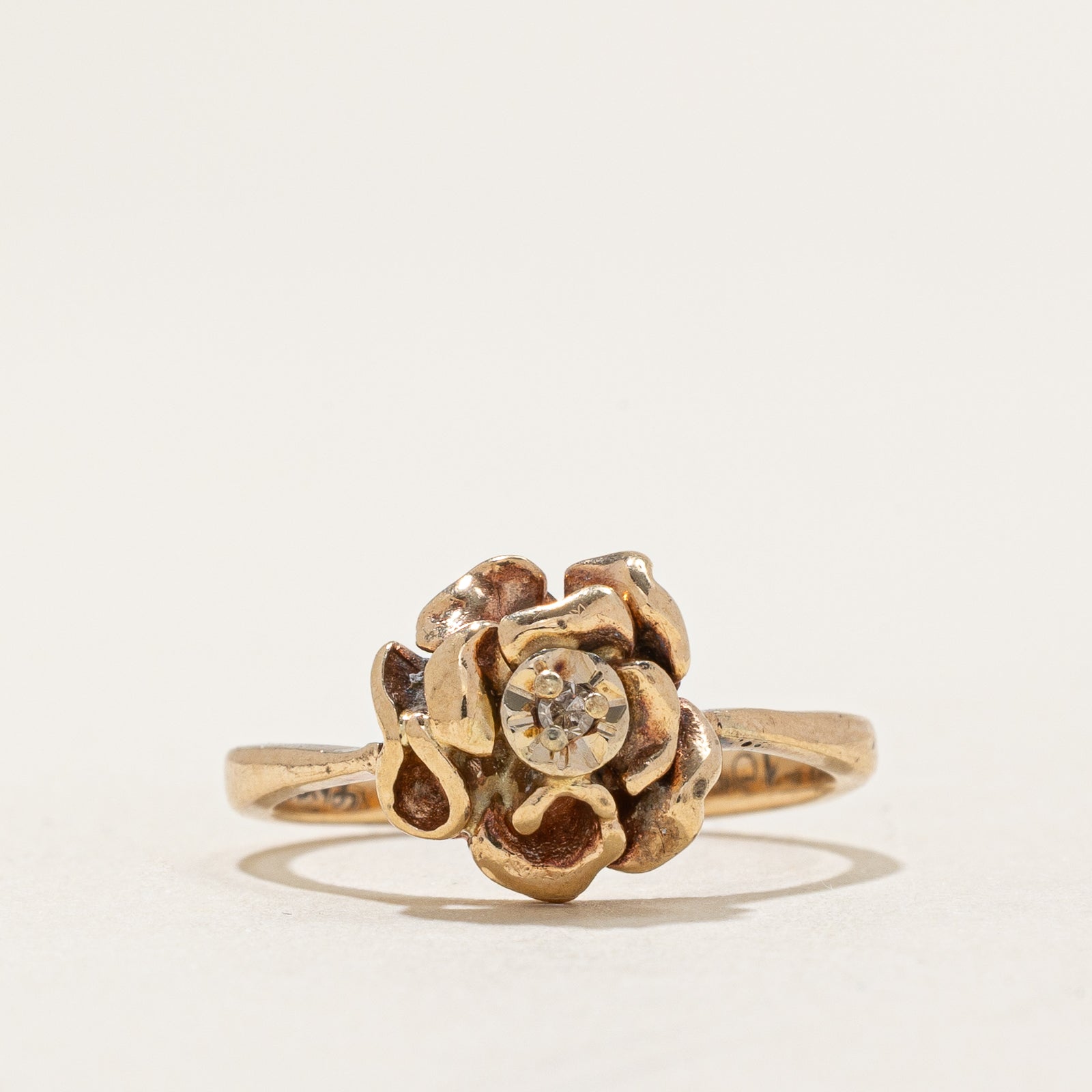 Single Stone Diamond Flower Ring | 0.004ct | SZ 4.75