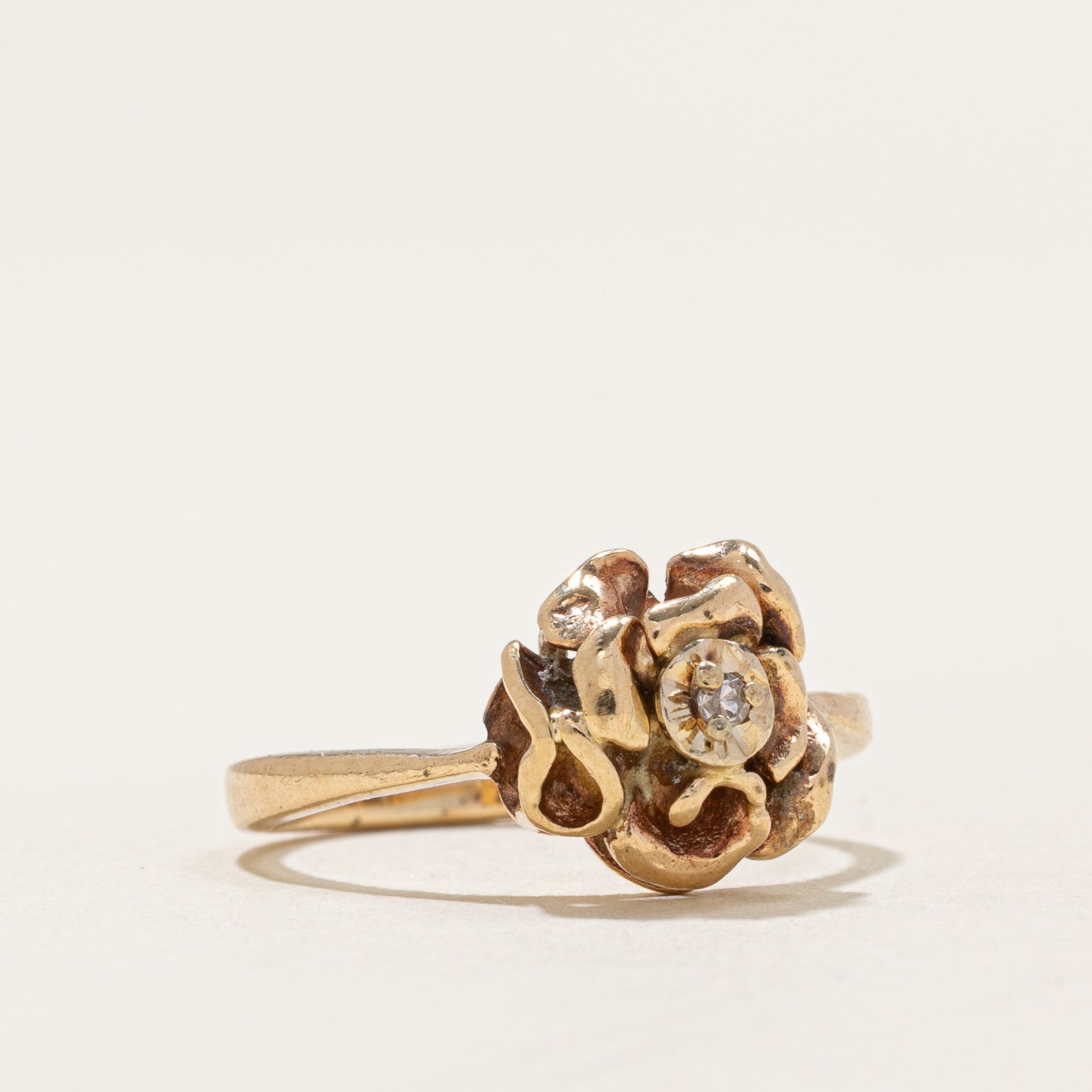 Single Stone Diamond Flower Ring | 0.004ct | SZ 4.75