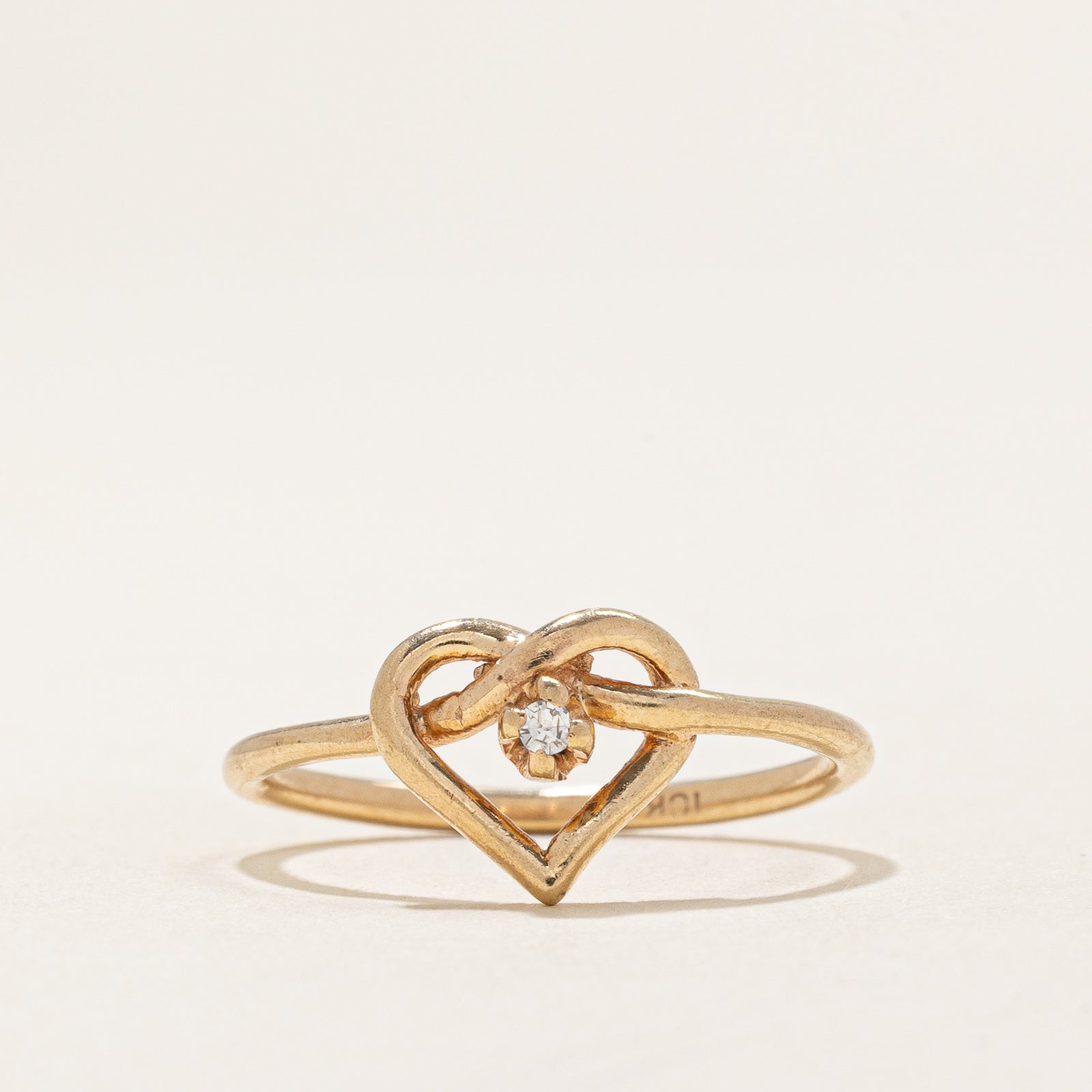 Bague cœur en diamant unique | 0,01 ct | Taille 4,5
