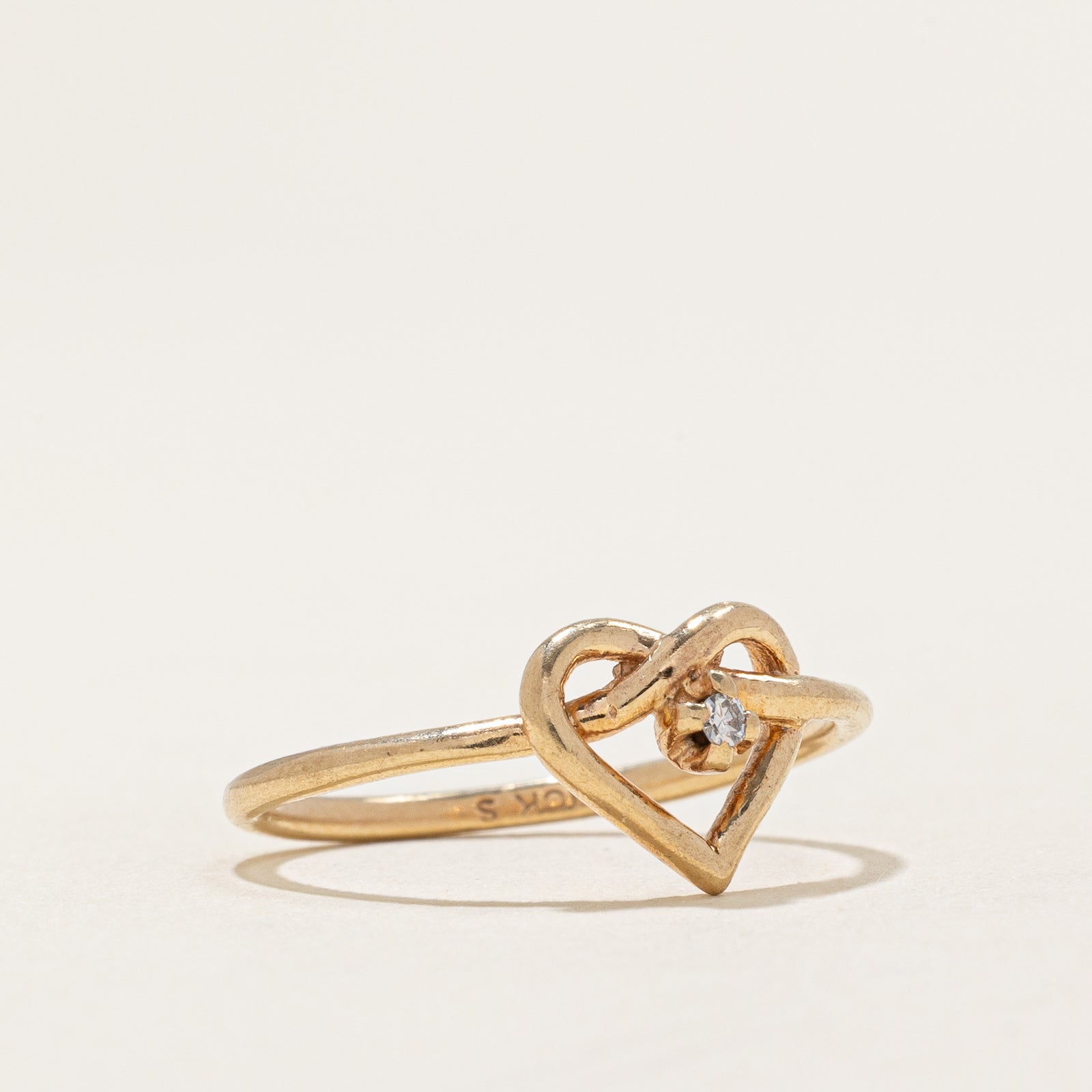 Bague cœur en diamant unique | 0,01 ct | Taille 4,5