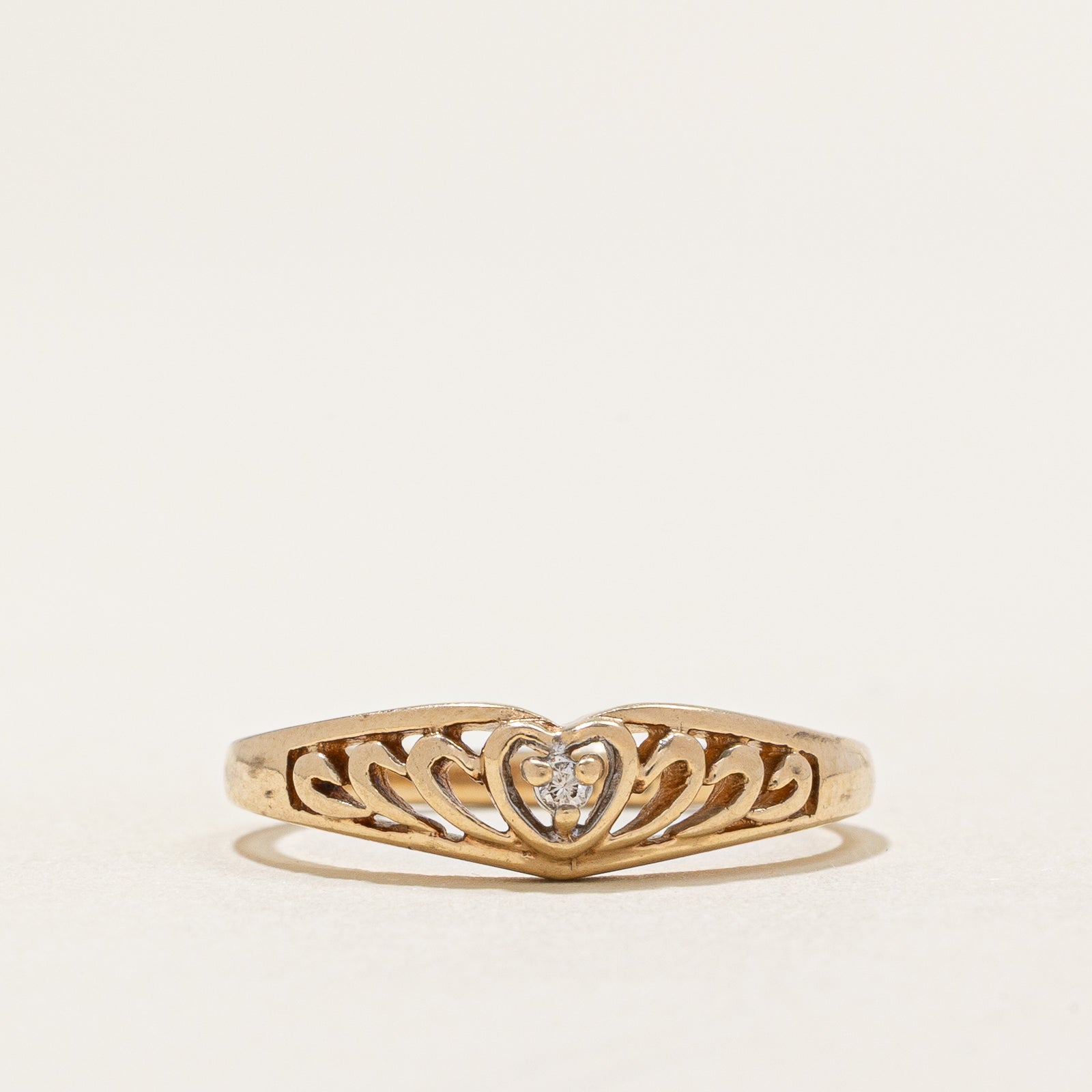 Single Stone Diamond Heart Ring | 0.01ct | SZ 5.75