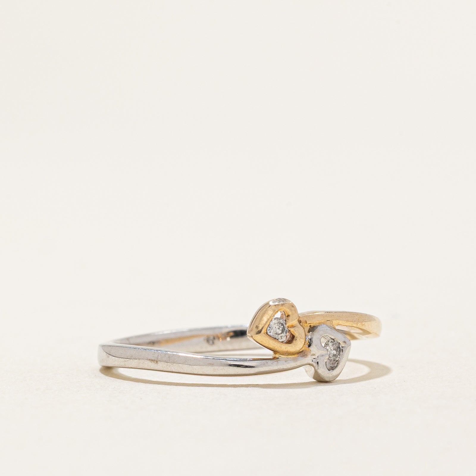 Two Stone Diamond Cross Over Ring | 0.02ctw | SZ 7.25