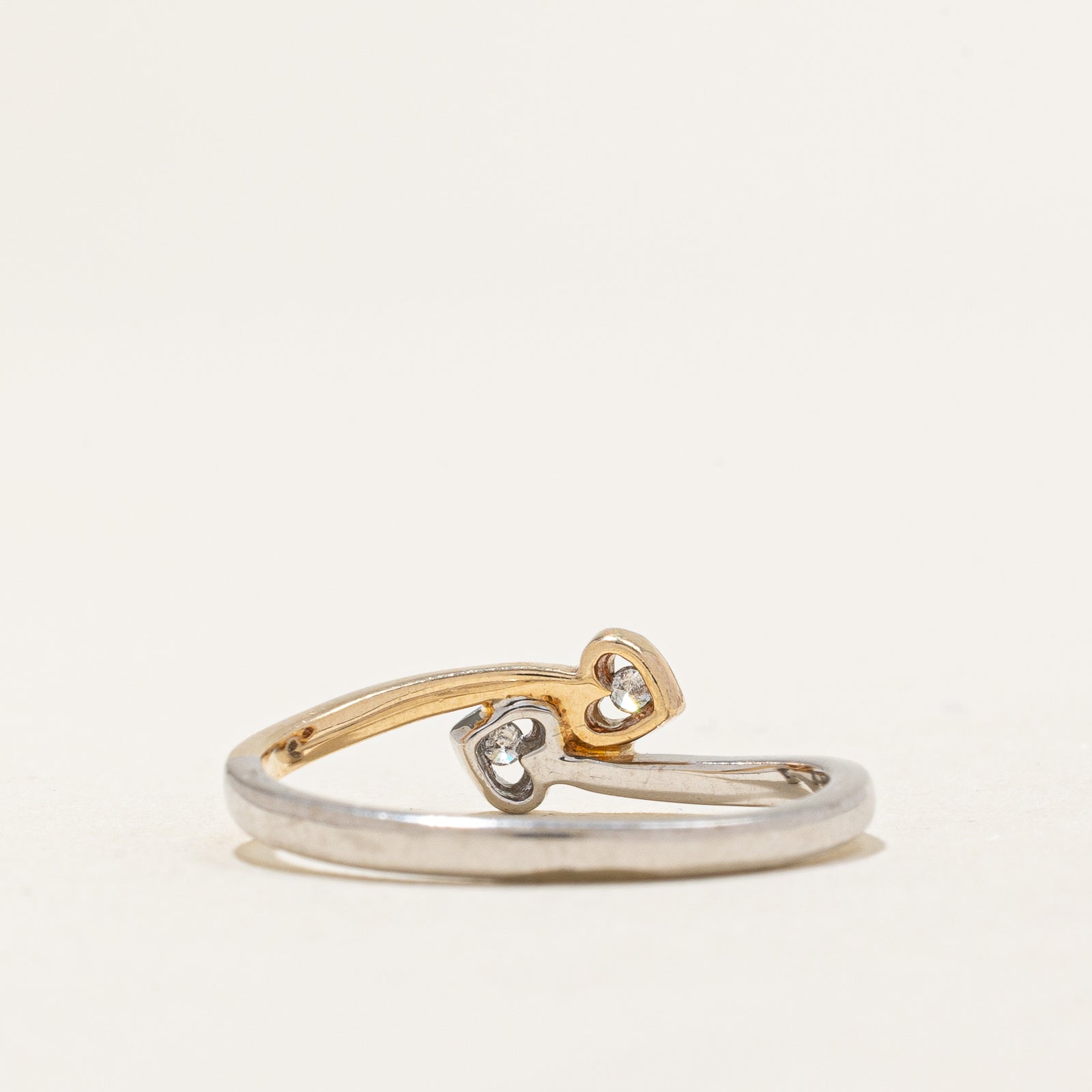 Two Stone Diamond Cross Over Ring | 0.02ctw | SZ 7.25