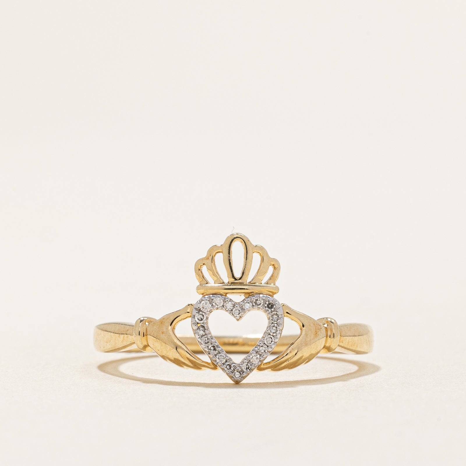 Diamond Accent Claddagh Ring | 0.02ctw | SZ 7.5