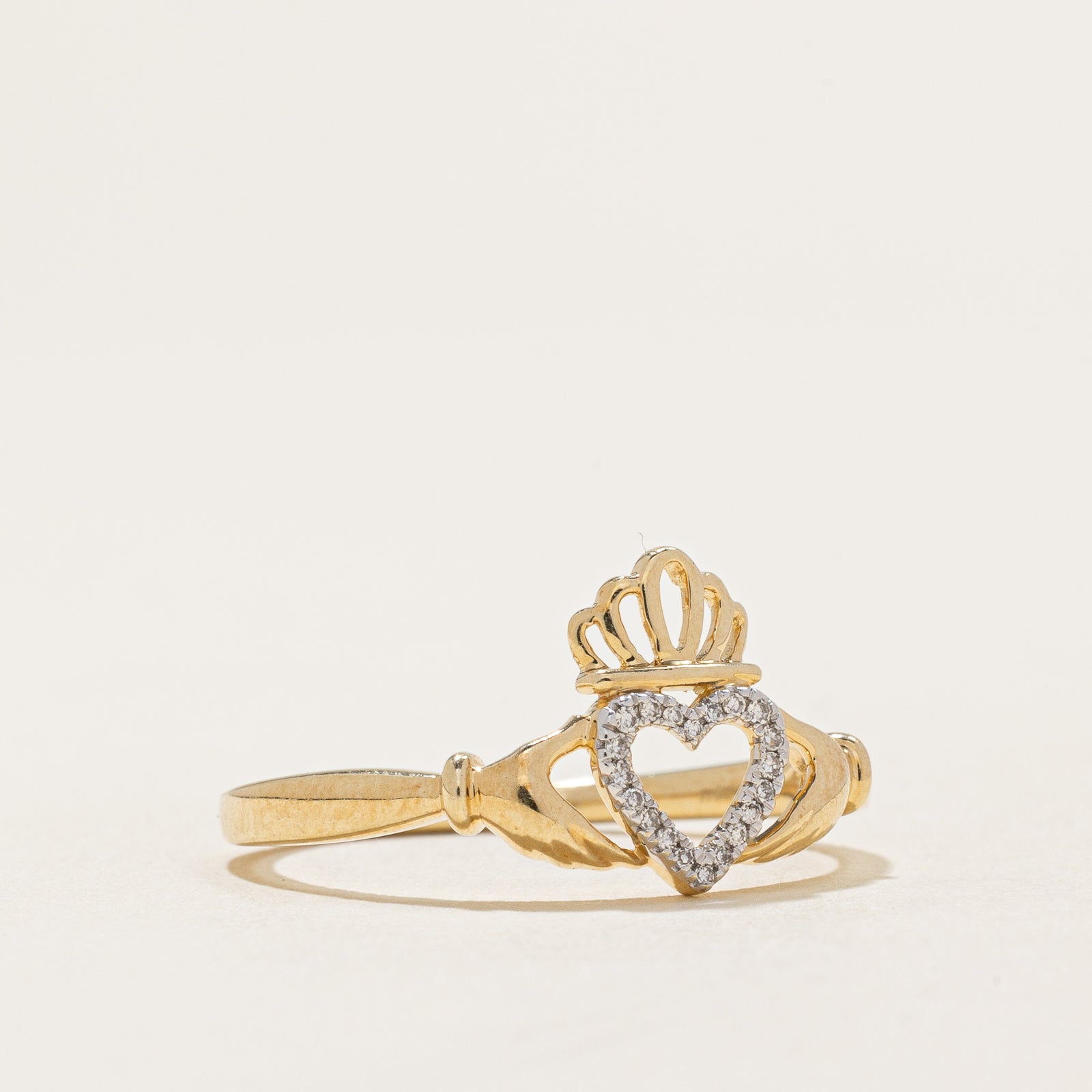 Diamond Accent Claddagh Ring | 0.02ctw | SZ 7.5