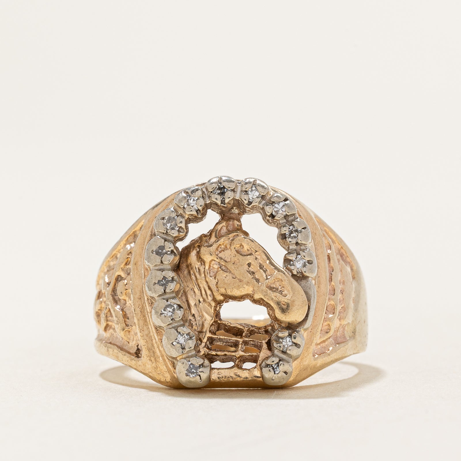 Diamond Horse & Horseshoe Ring | 0.04ctw | SZ 7.75