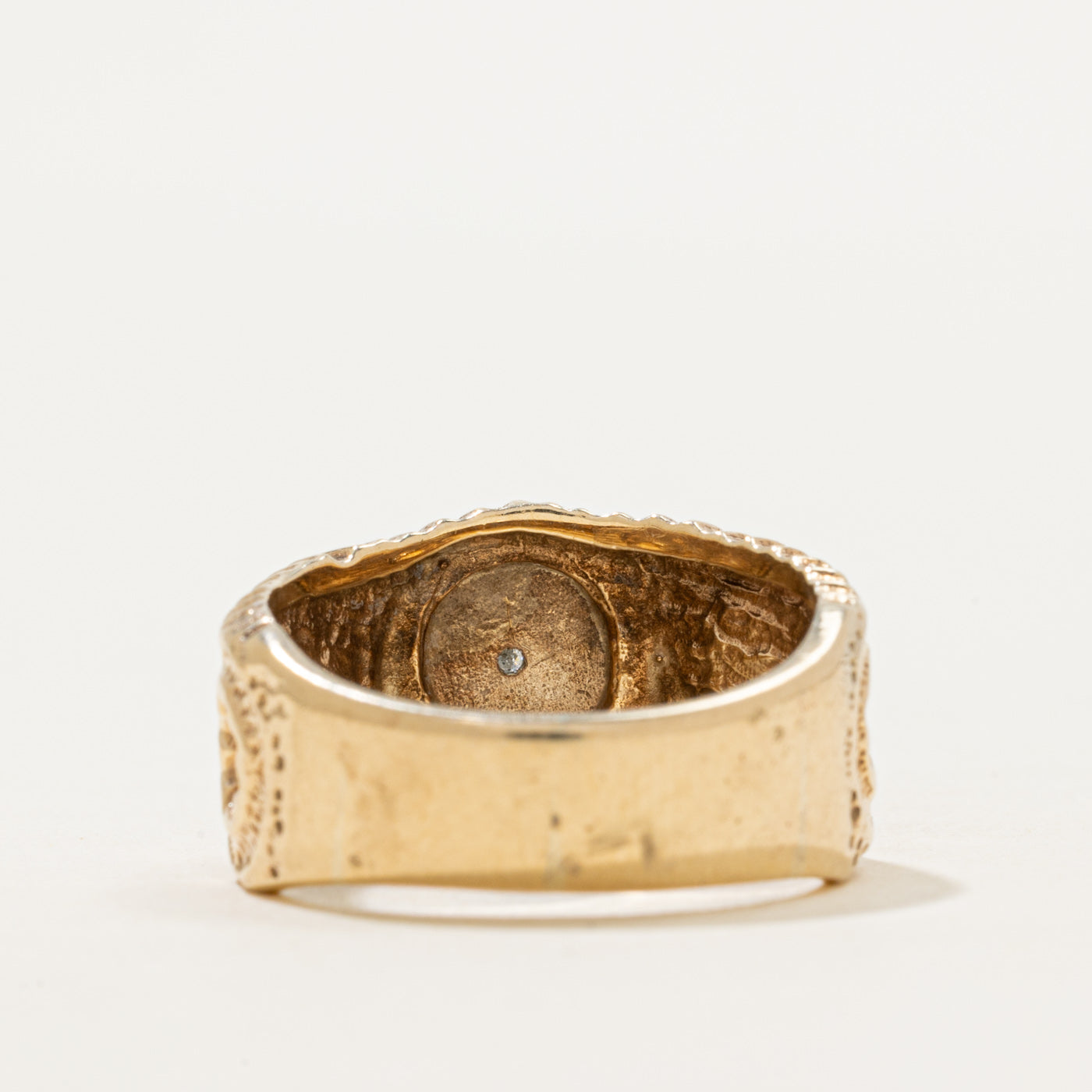 Two-Tone Diamond Textured Floral Ring | SZ 7