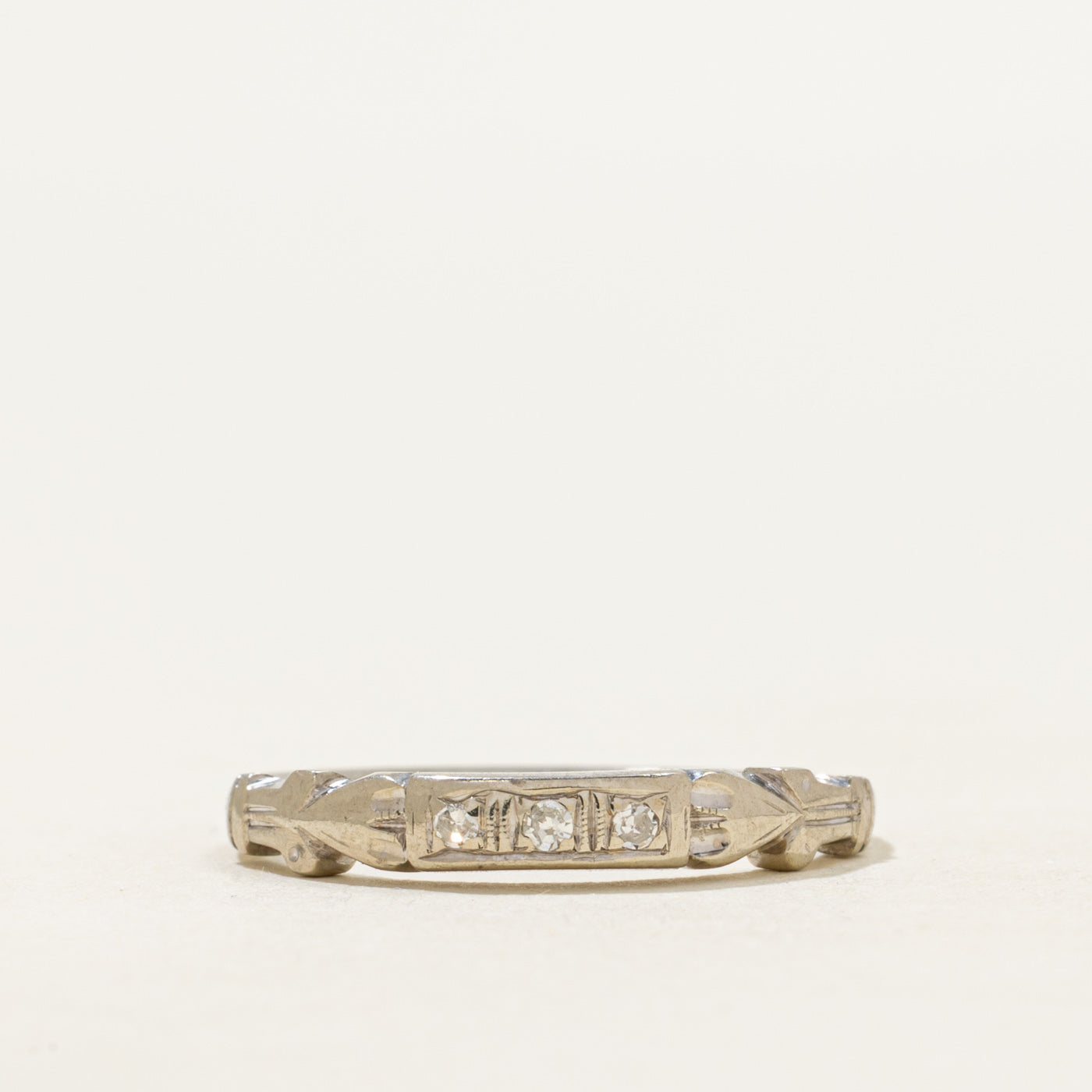 Three-Stone Diamond Engraved Ring | SZ 6