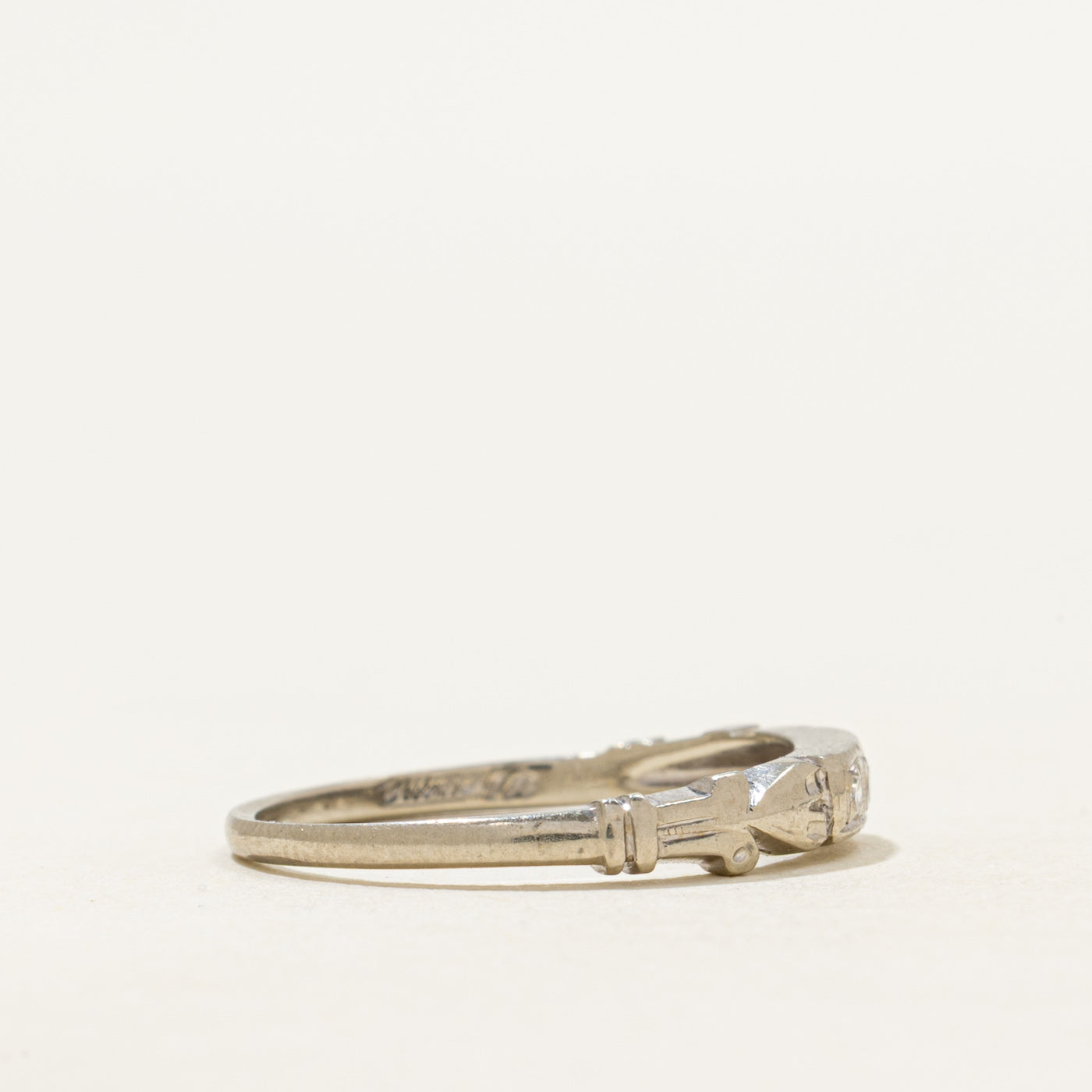 Three-Stone Diamond Engraved Ring | SZ 6