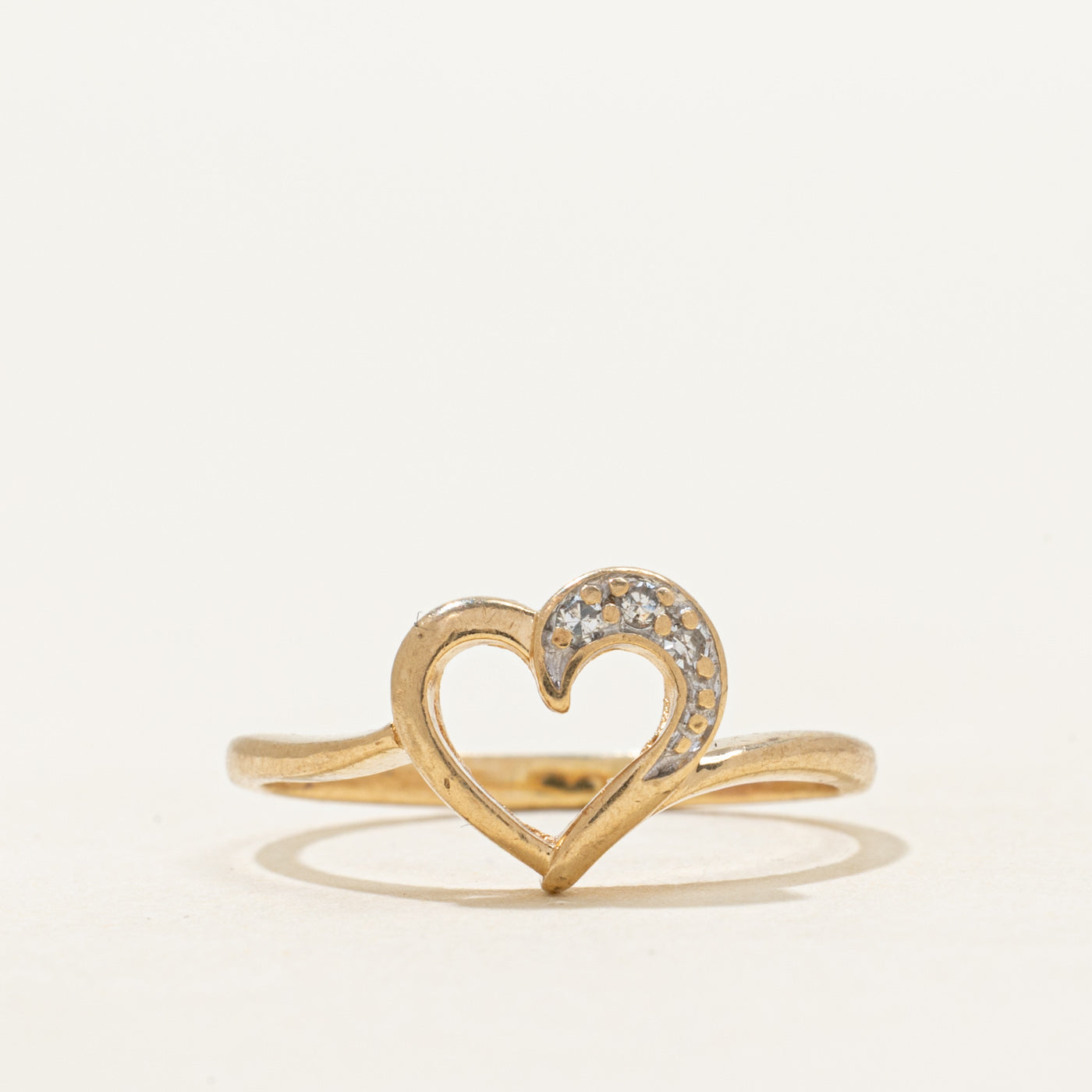 Vintage Canadian Diamond Open Heart Ring | SZ 4.5
