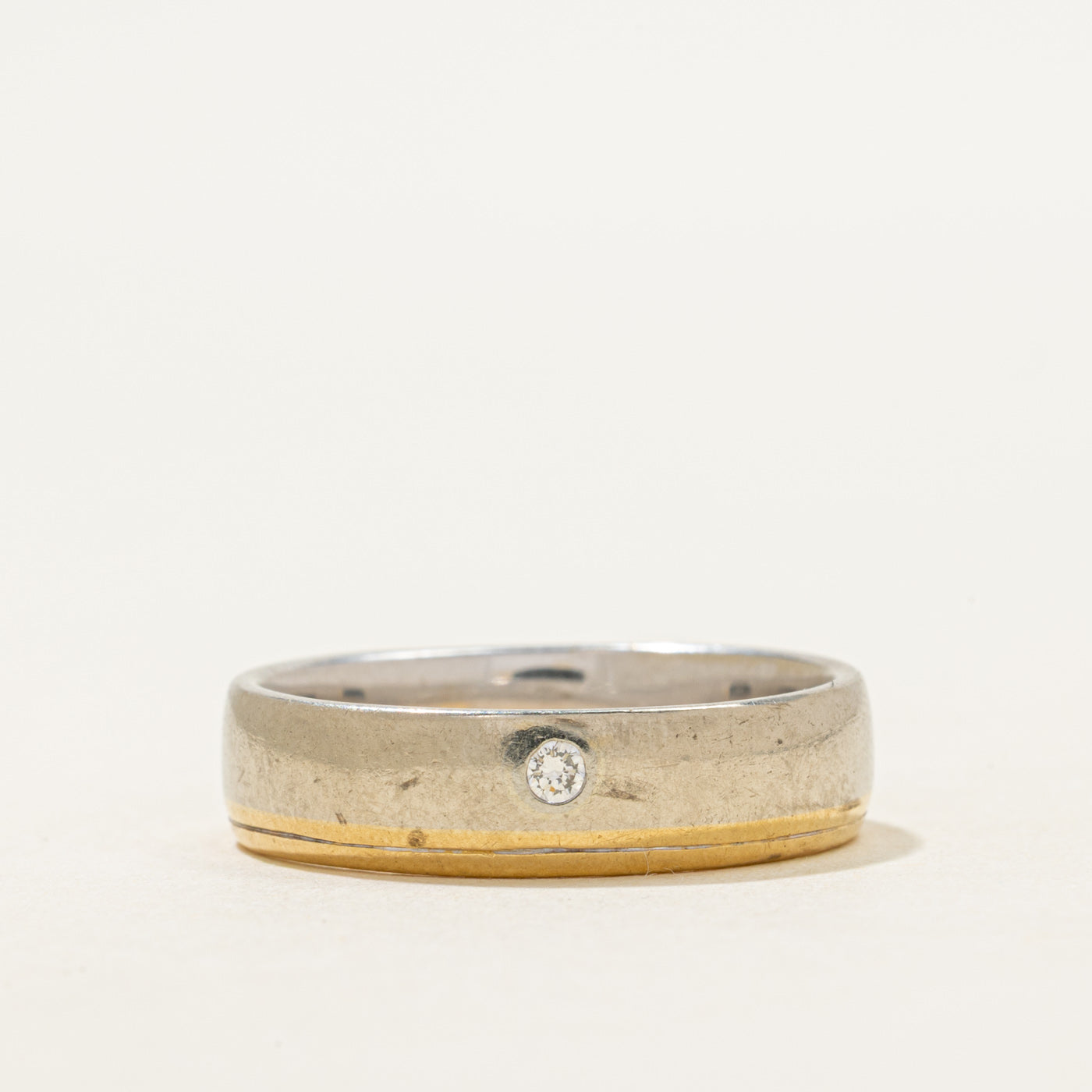 'Birks' 18k Two-Tone Diamond Plain Band | 5.5mm | SZ 9