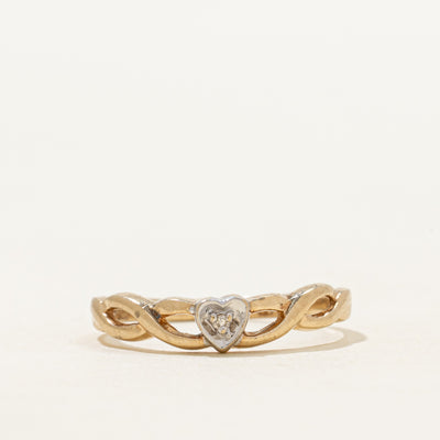 Diamond Heart Twisted Ring | SZ 6