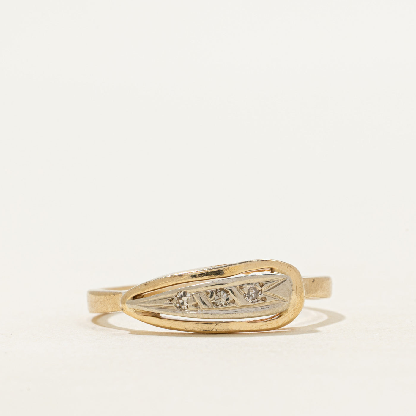 Three Stone Diamond Pear Shaped Ring | SZ 8.5