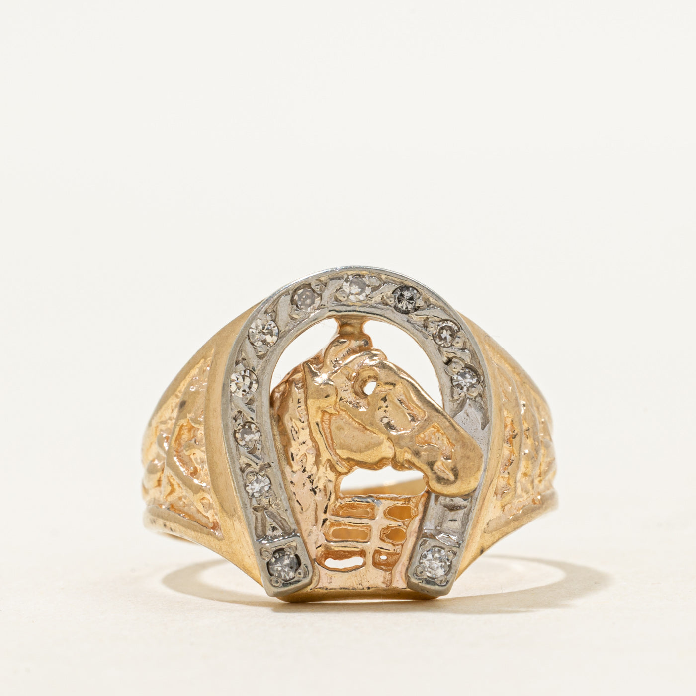 Two-Tone Diamond Horseshoe Ring | SZ 8.5