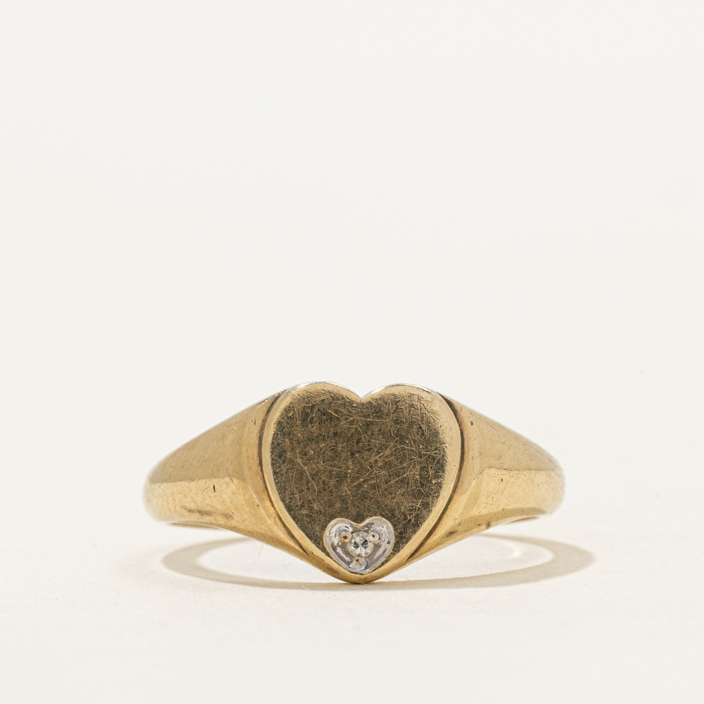 Diamond Heart Signet Ring | SZ 6