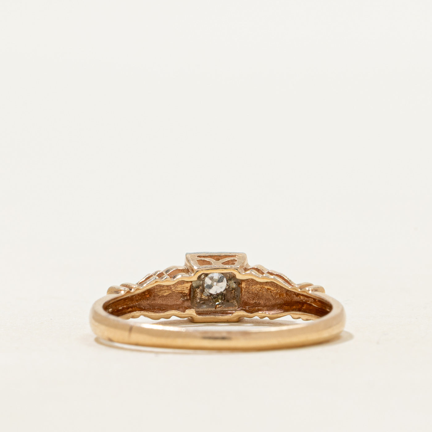 Two Tone Gold Diamond Ornate Ring | SZ 6