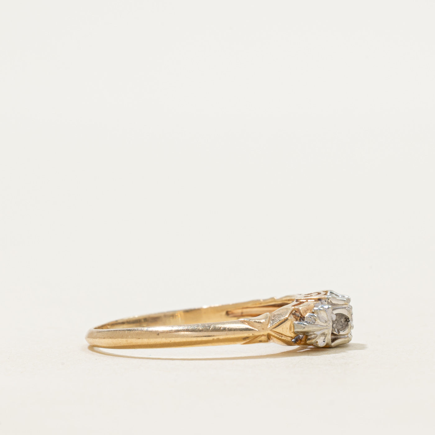 Vintage Canadian Two-Tone Diamond Ornate Ring | SZ 7.5