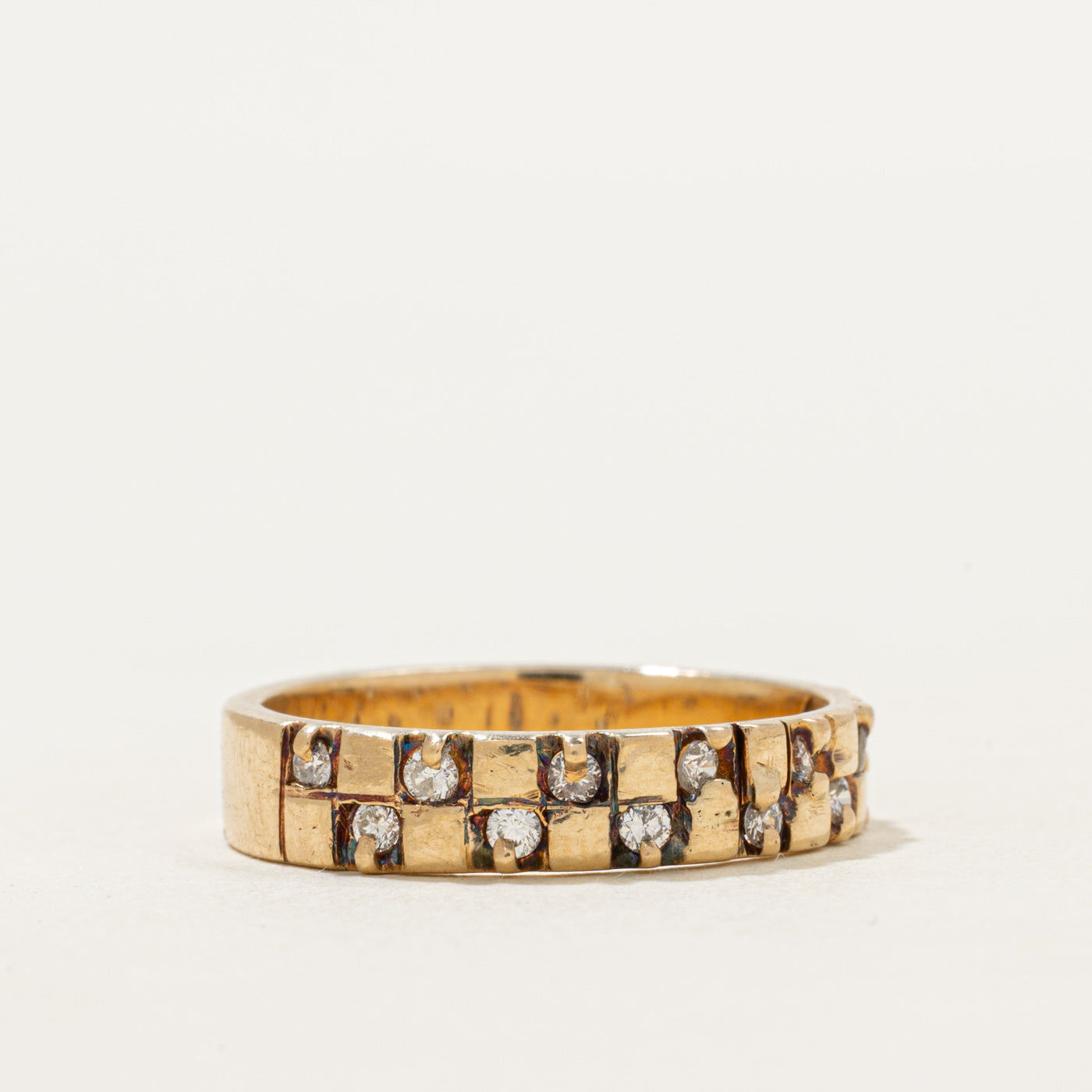 Diamond Checkerboard Grid Band | 0.08ctw | 4.5mm | SZ 7.5