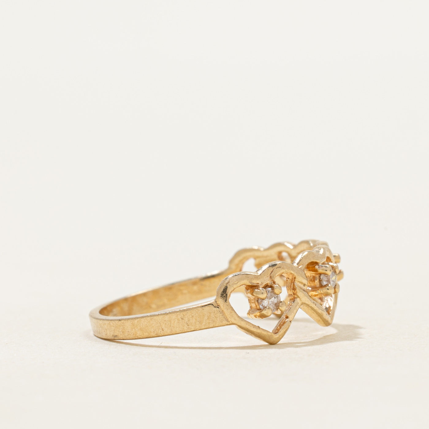 Four Stone Diamond Open Hearts Ring | SZ 7