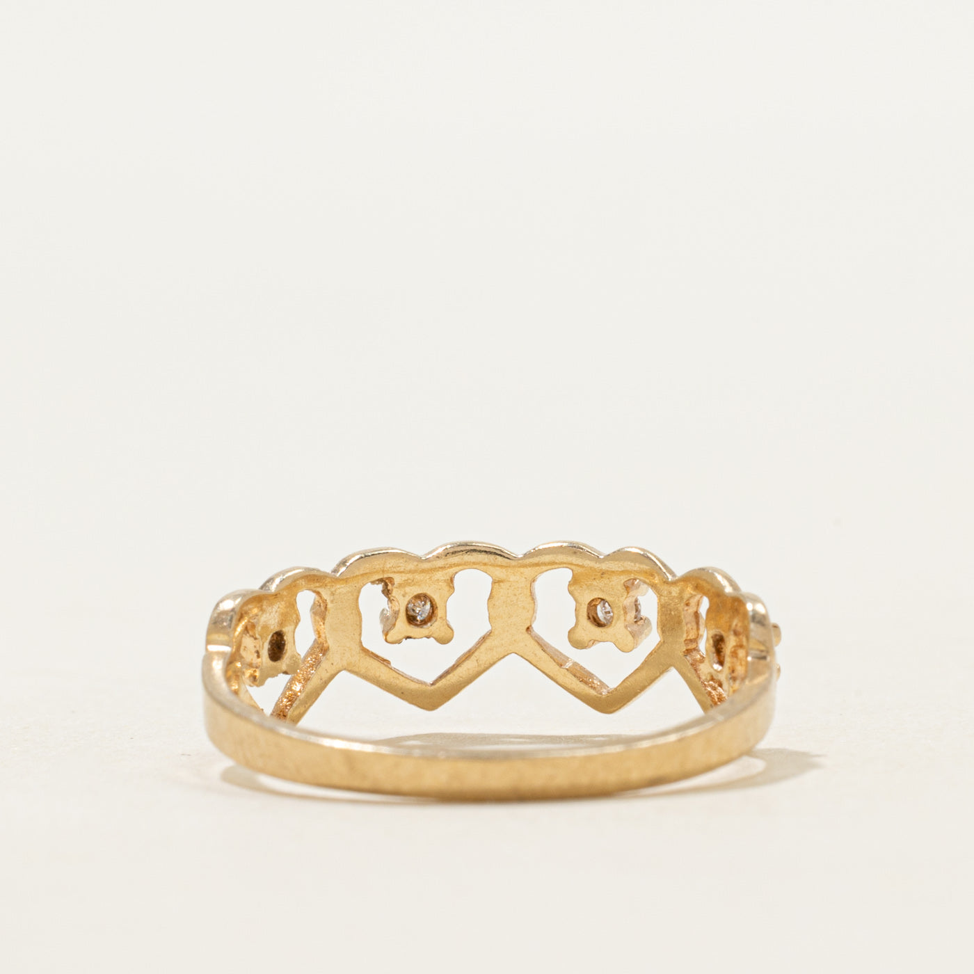 Four Stone Diamond Open Hearts Ring | SZ 7