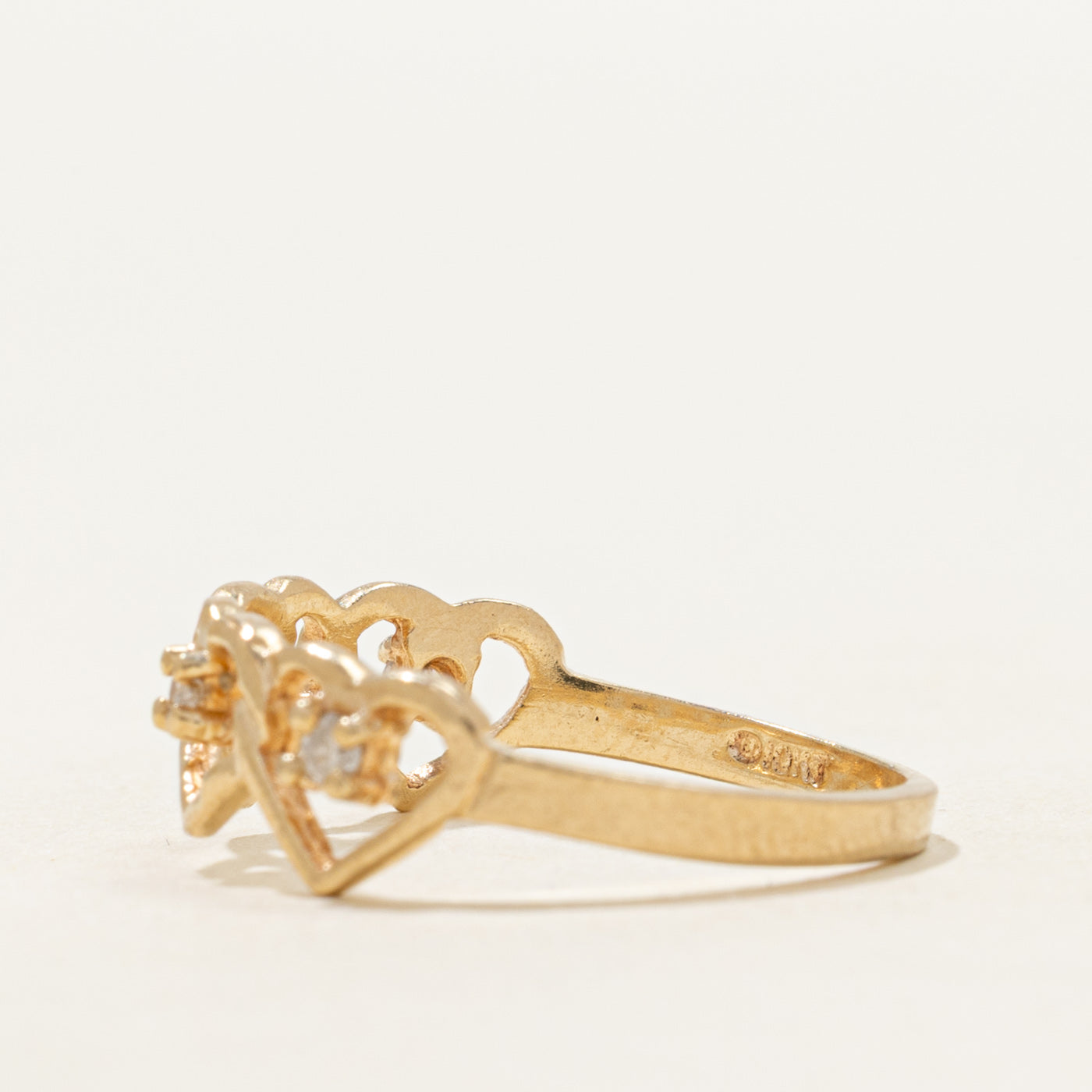 Four Stone Diamond Open Hearts Ring | SZ 7