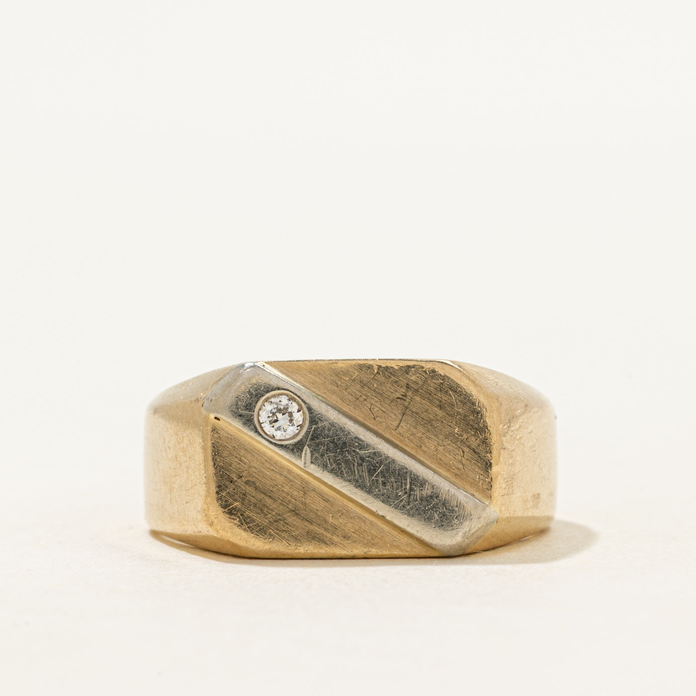 Two-Tone Diamond Plain Signet Ring | SZ 9