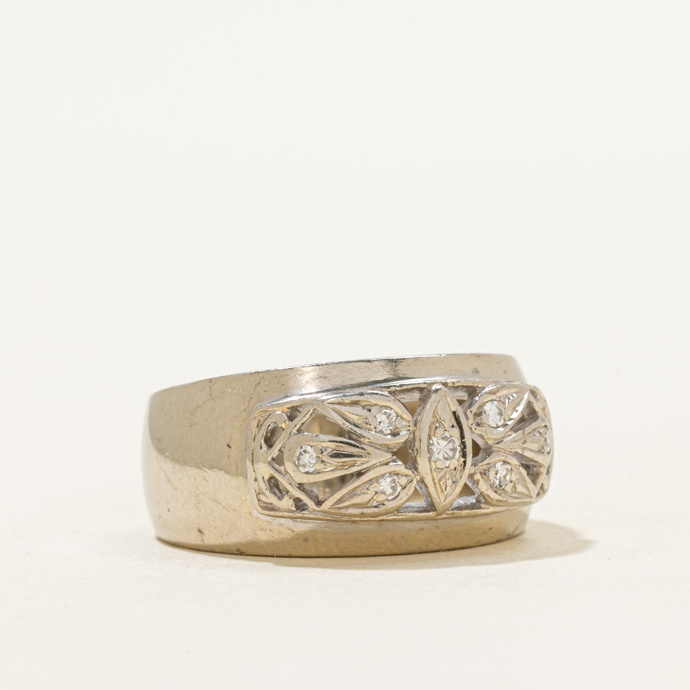 Vintage Canadian Diamond Openwork Band | 6.5mm | SZ 8.5