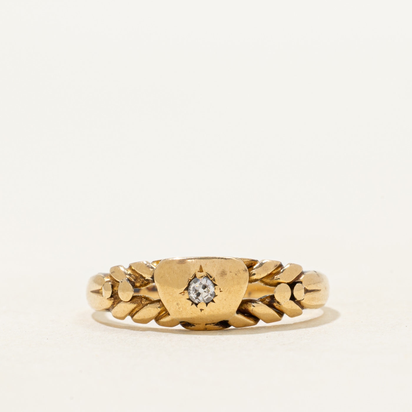 Victorian 1886 Birmingham 18k Diamond Grooved Ring | 0.04ct | SZ 6