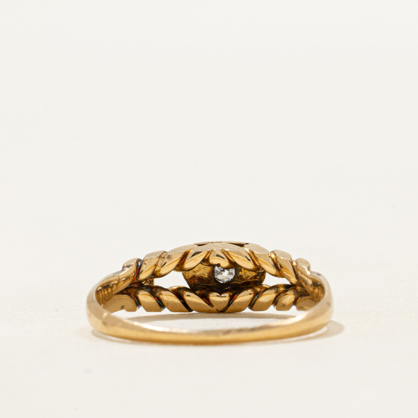 Victorian 1886 Birmingham 18k Diamond Grooved Ring | 0.04ct | SZ 6