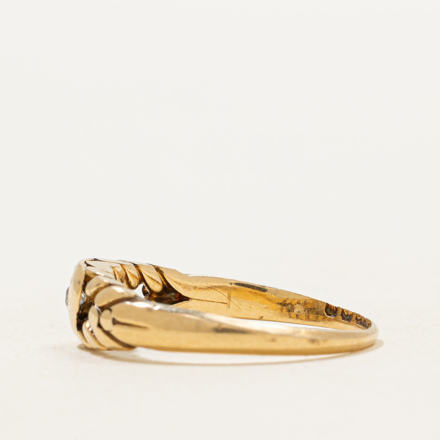 Victorian 1886 Birmingham 18k Diamond Grooved Ring | 0.04ct | SZ 6