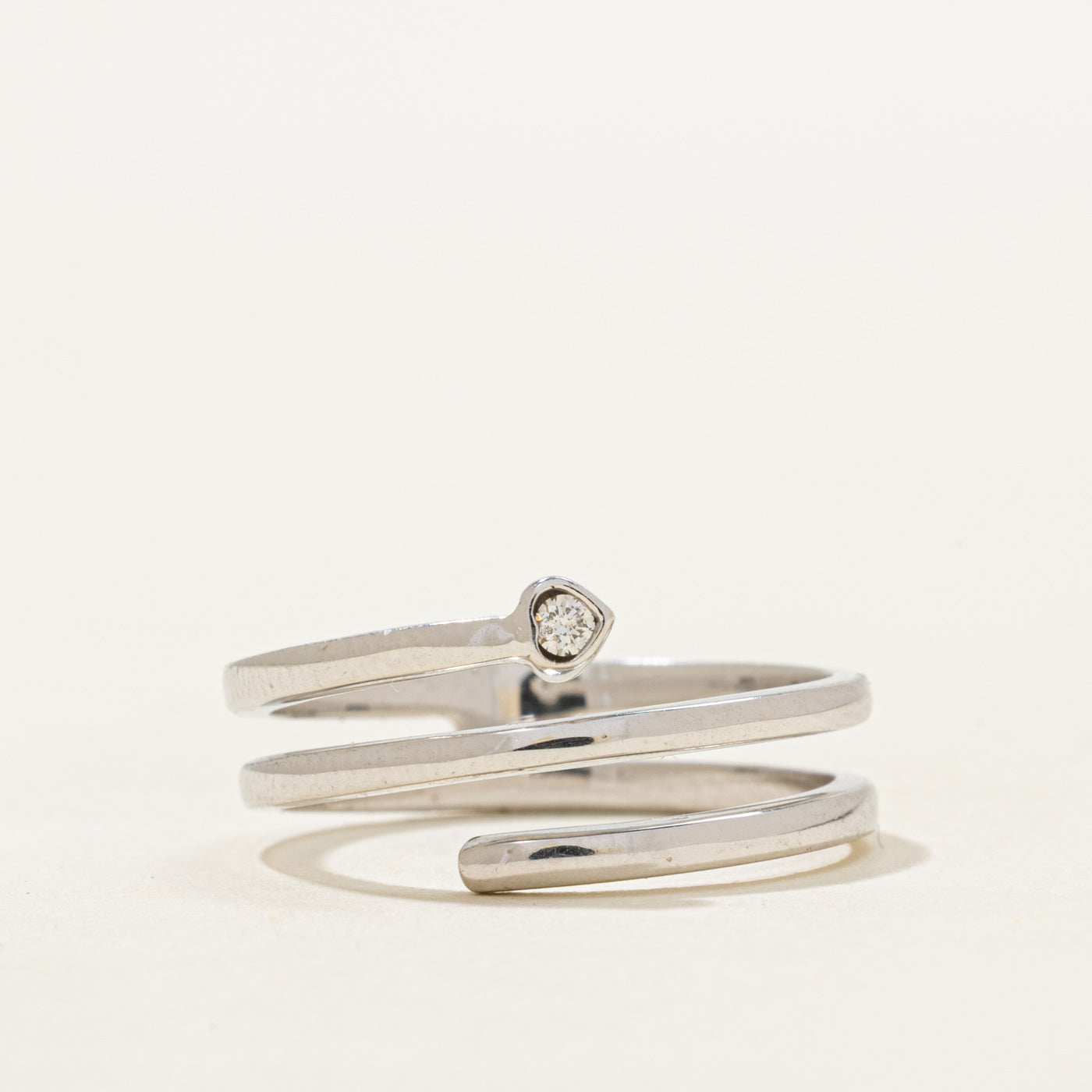 White Gold Diamond Coiled Ring | SZ 6.25