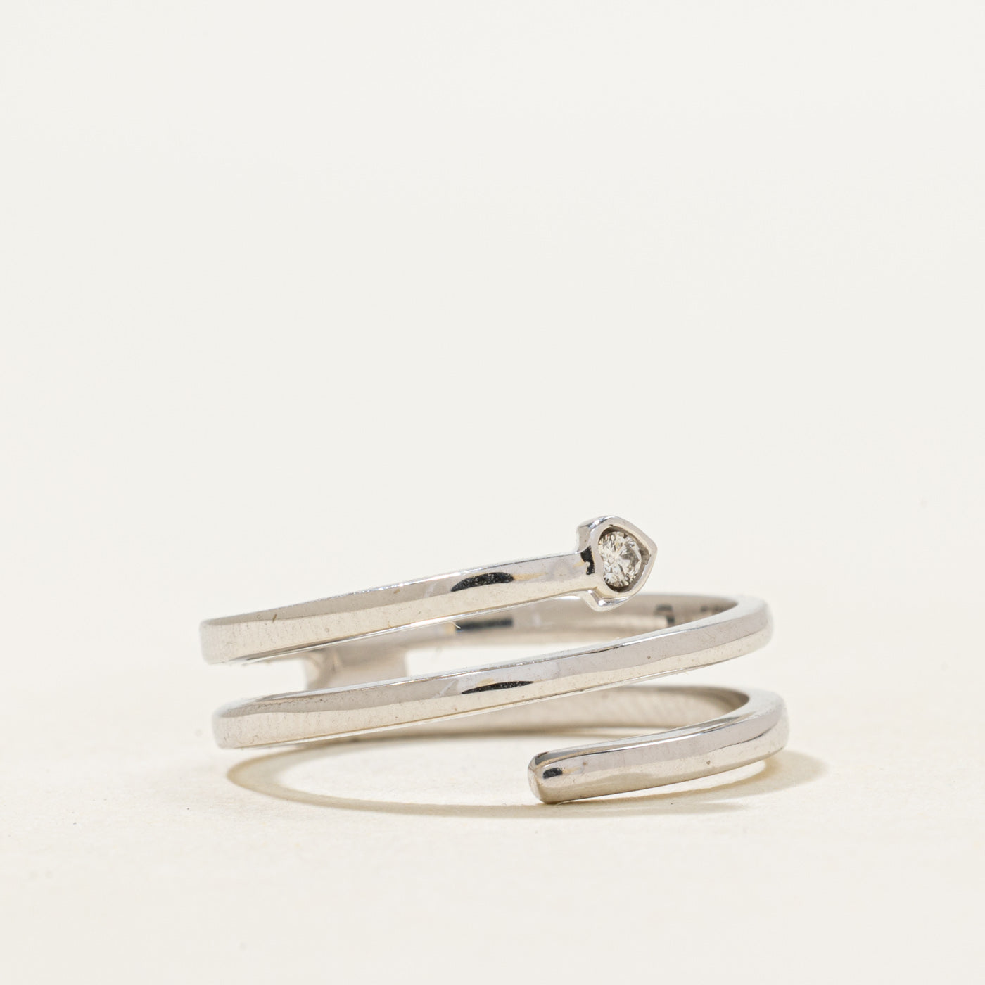 White Gold Diamond Coiled Ring | SZ 6.25