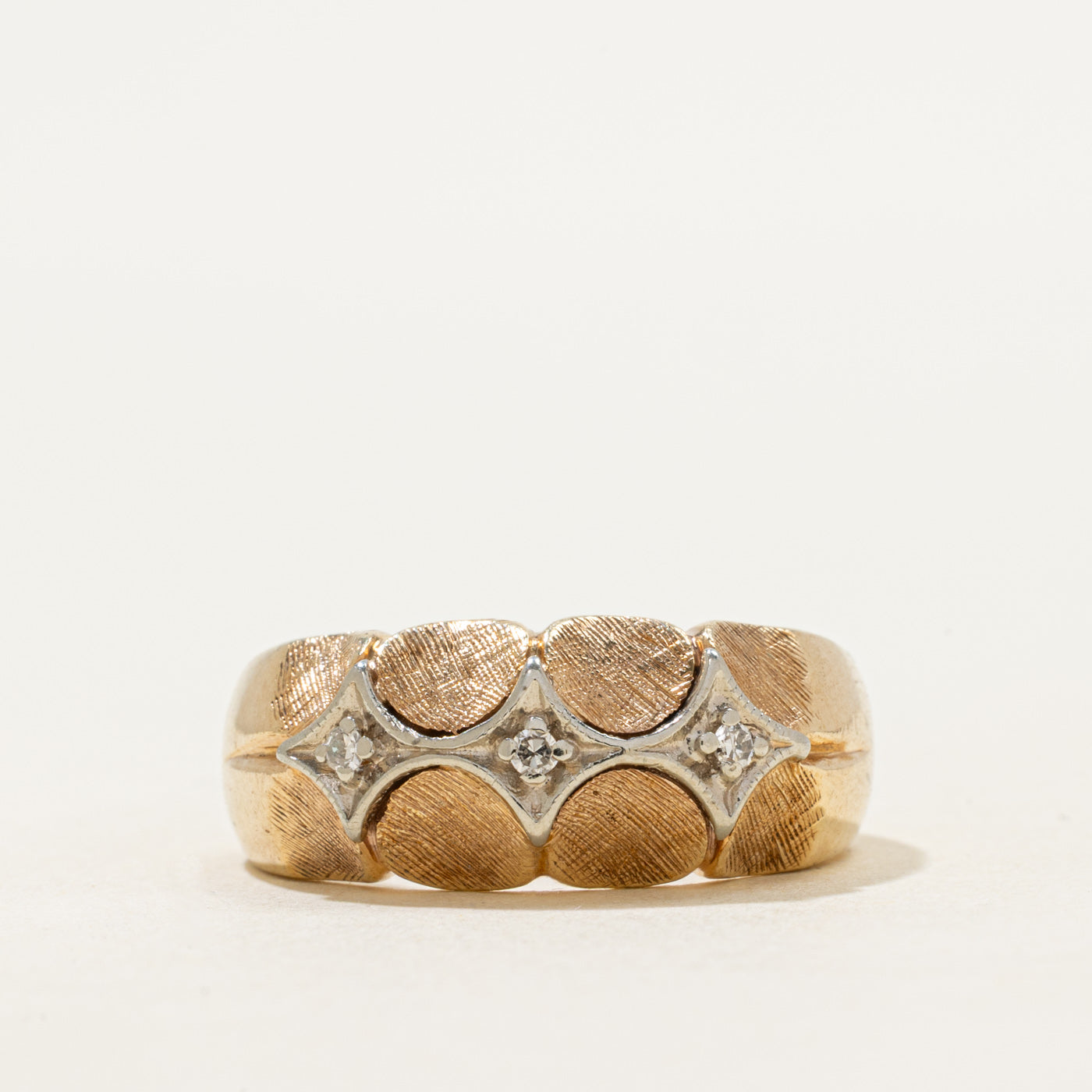 Diamond Cross-Hatch Textured Star Ring | SZ 8.5