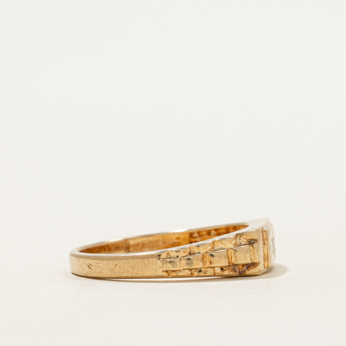Star Set Diamond Grooved Ring | SZ 10.75