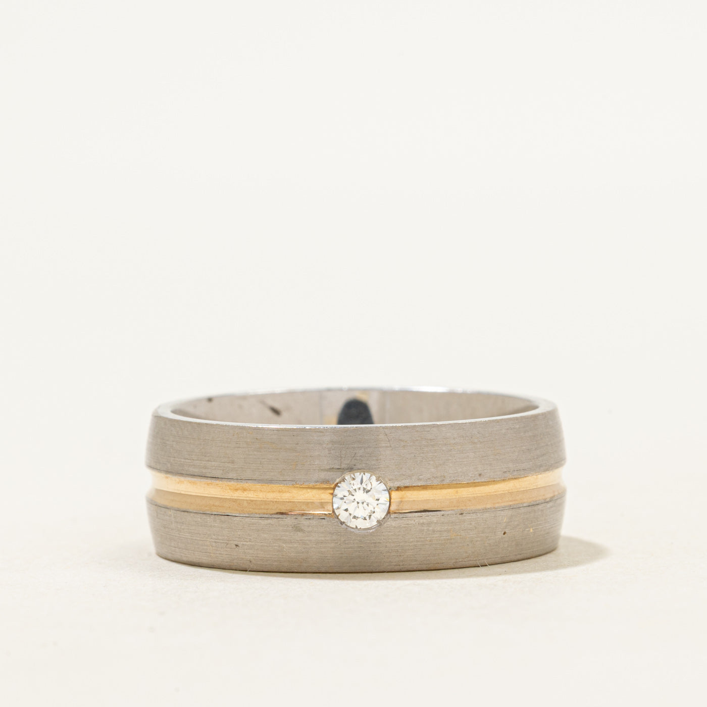 Two-Tone Diamond Matte Cigar Band | 0.10ct | 8mm | SZ 10