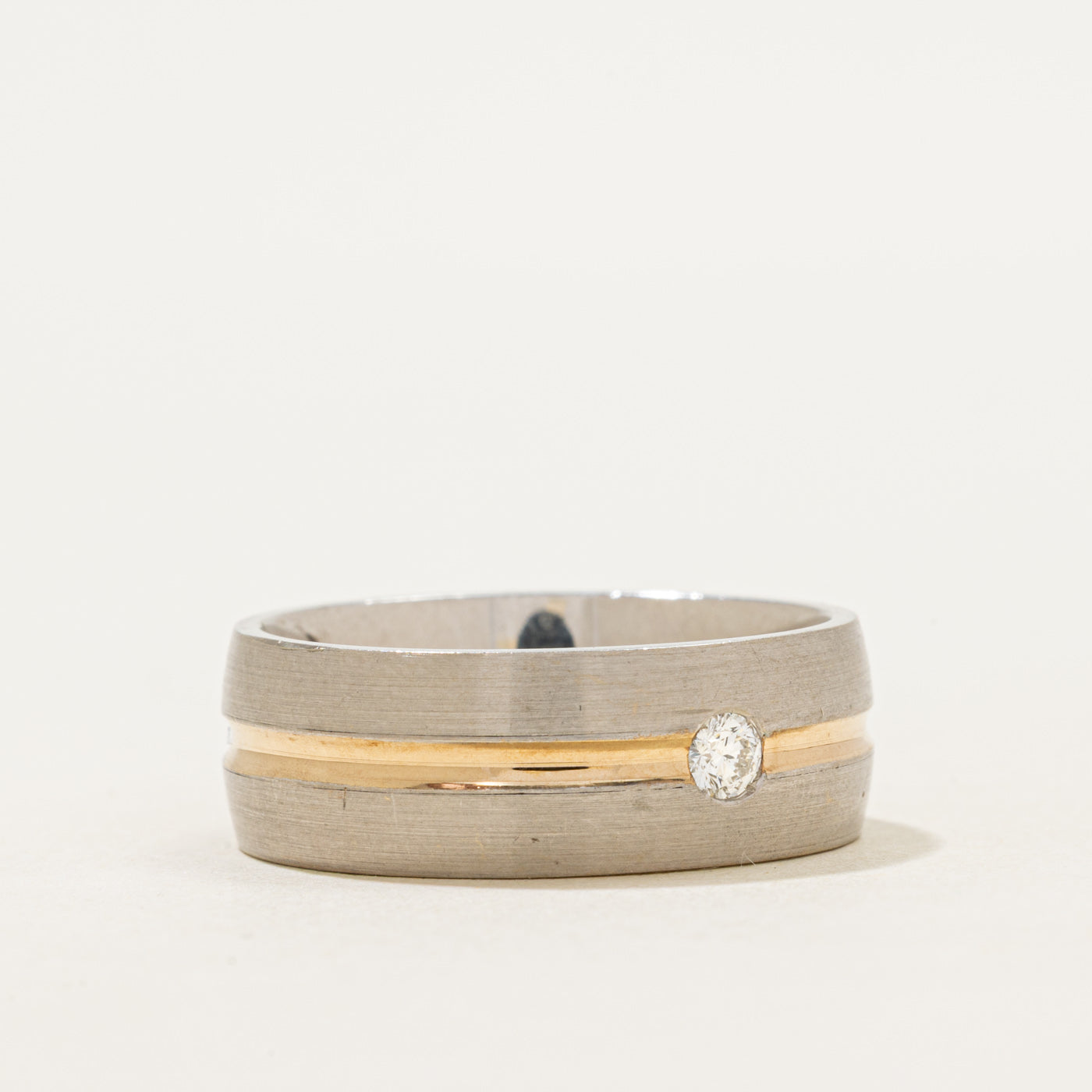Two-Tone Diamond Matte Cigar Band | 0.10ct | 8mm | SZ 10