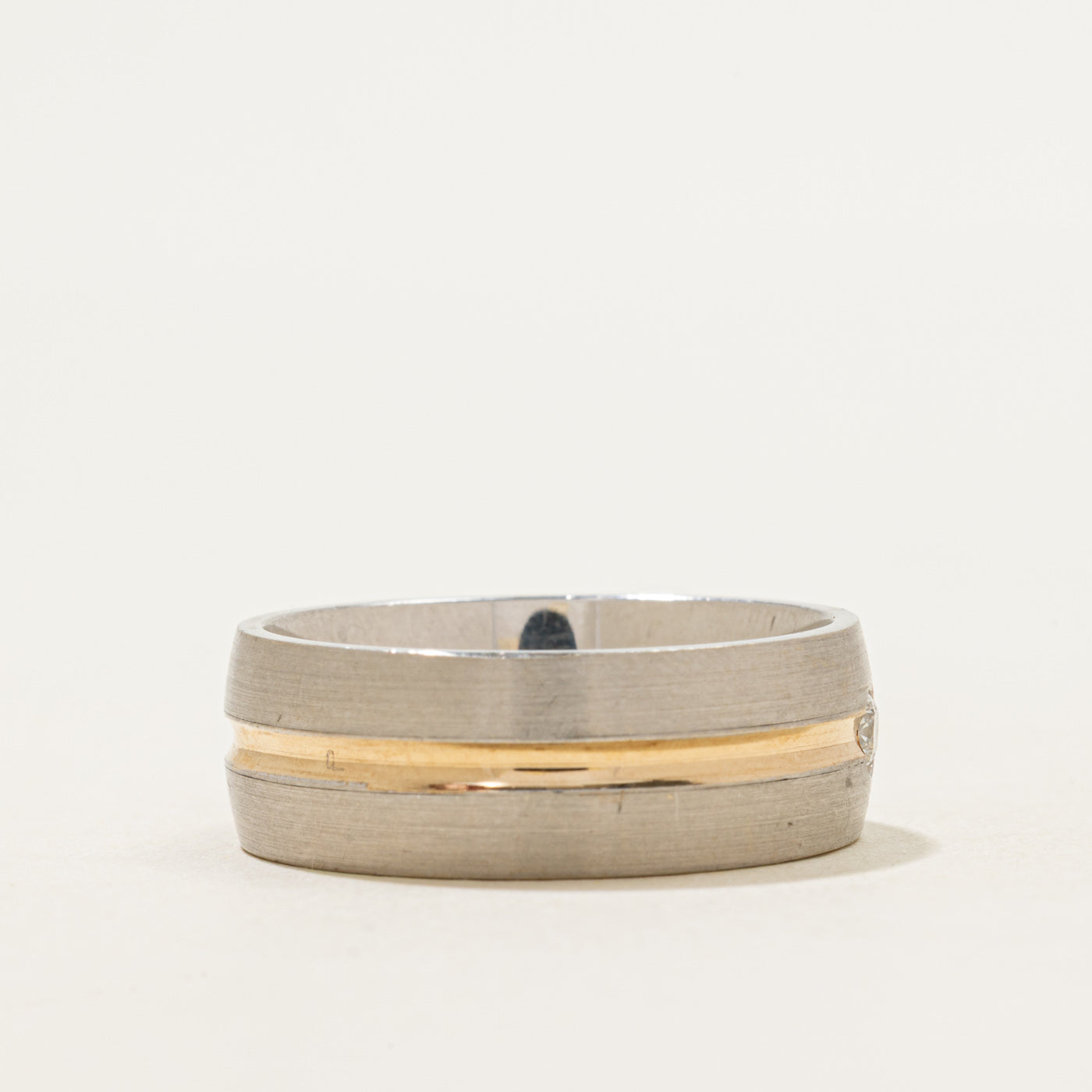 Two-Tone Diamond Matte Cigar Band | 0.10ct | 8mm | SZ 10