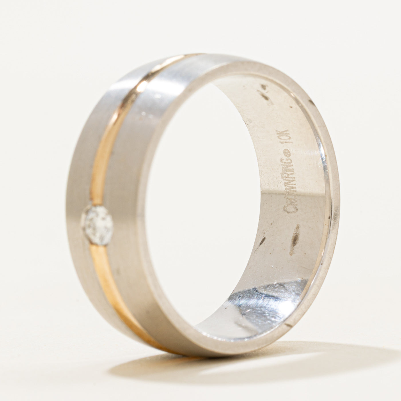 Two-Tone Diamond Matte Cigar Band | 0.10ct | 8mm | SZ 10